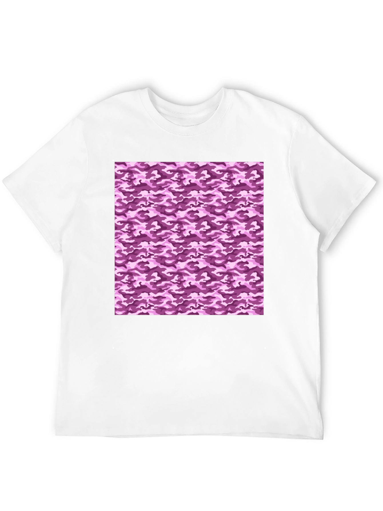 Purple Camo Print Crew Neck Tee