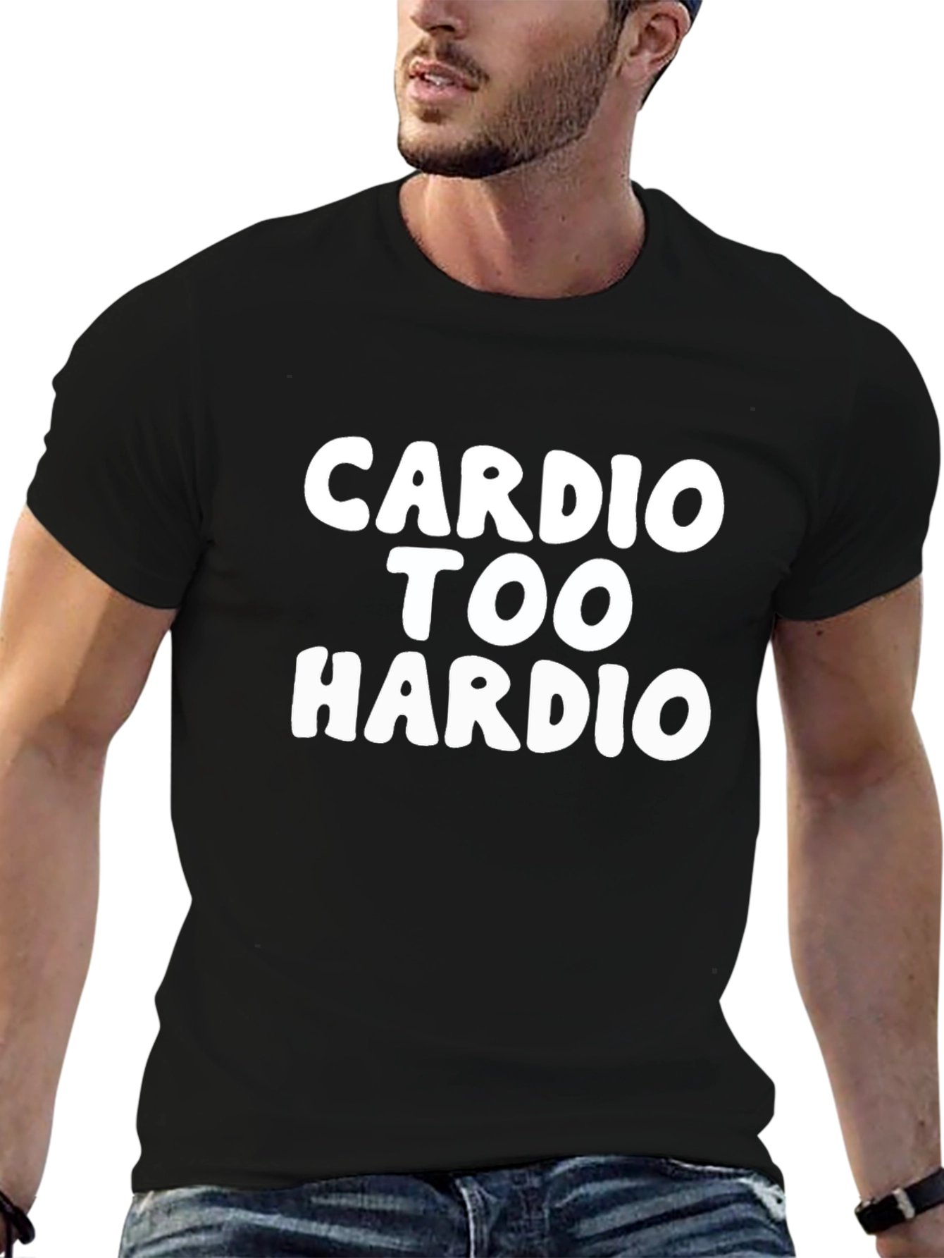 Cardio Too Hardio Black Graphic T-Shirt