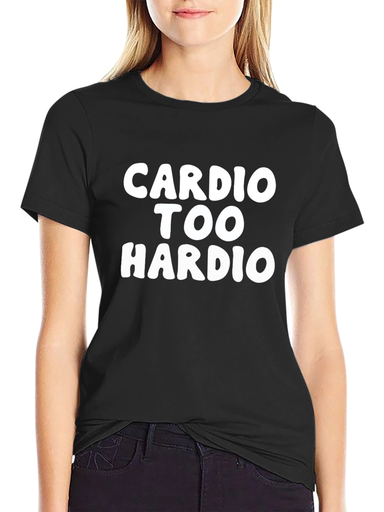 Cardio Too Hardio Black Graphic T-Shirt
