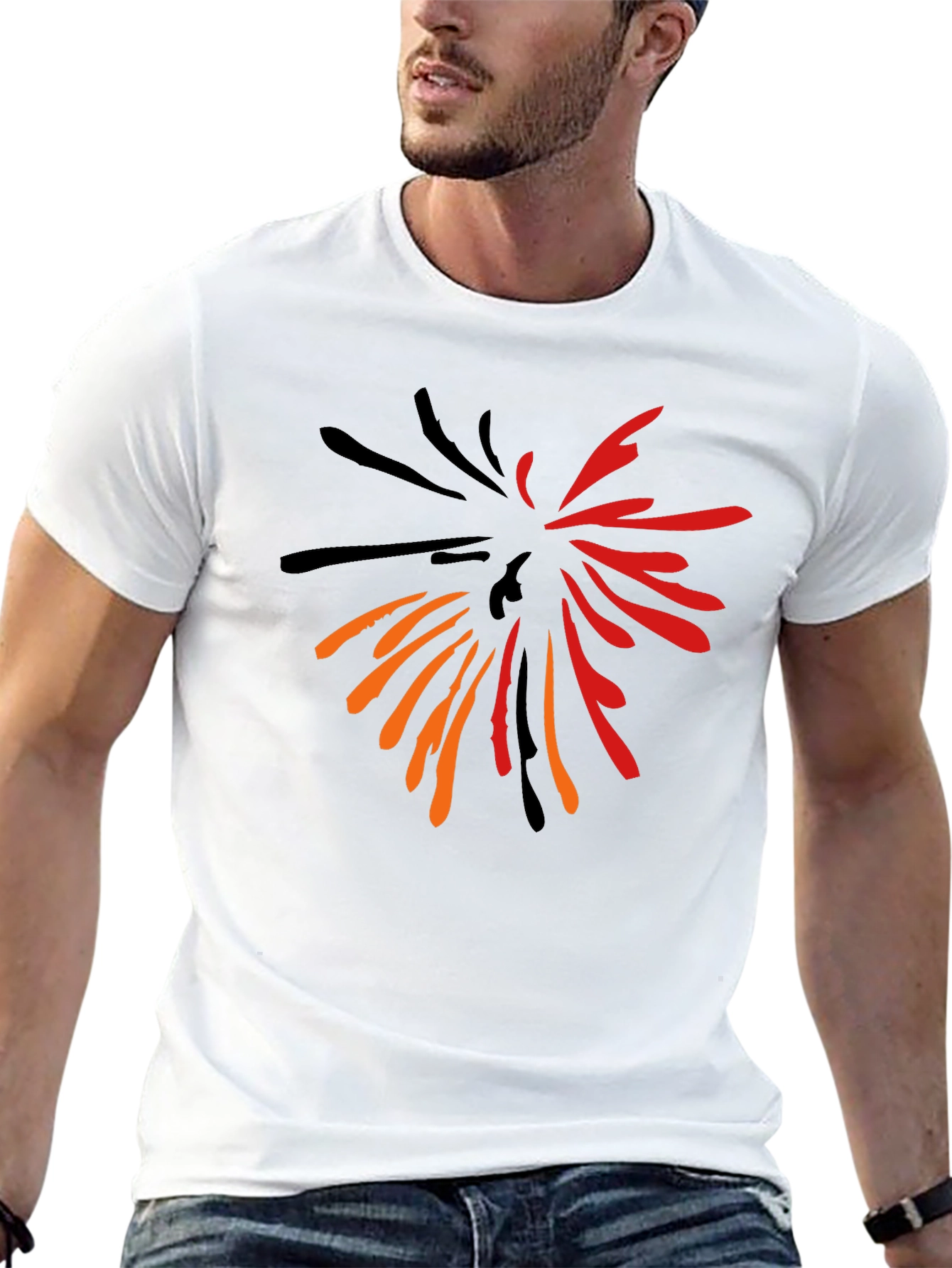 Abstract Burst Graphic Print Black T-Shirt