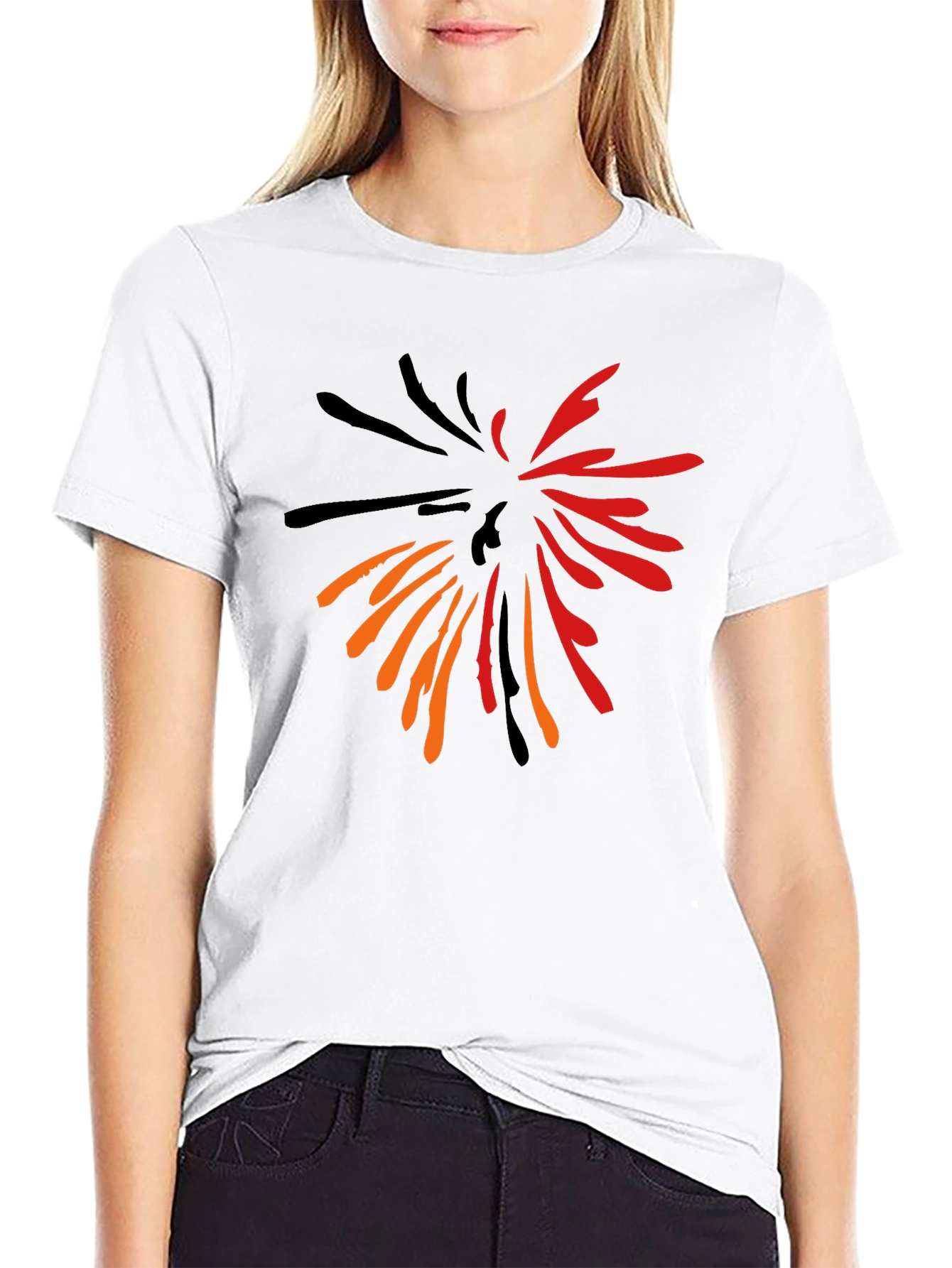Abstract Burst Graphic Print Black T-Shirt
