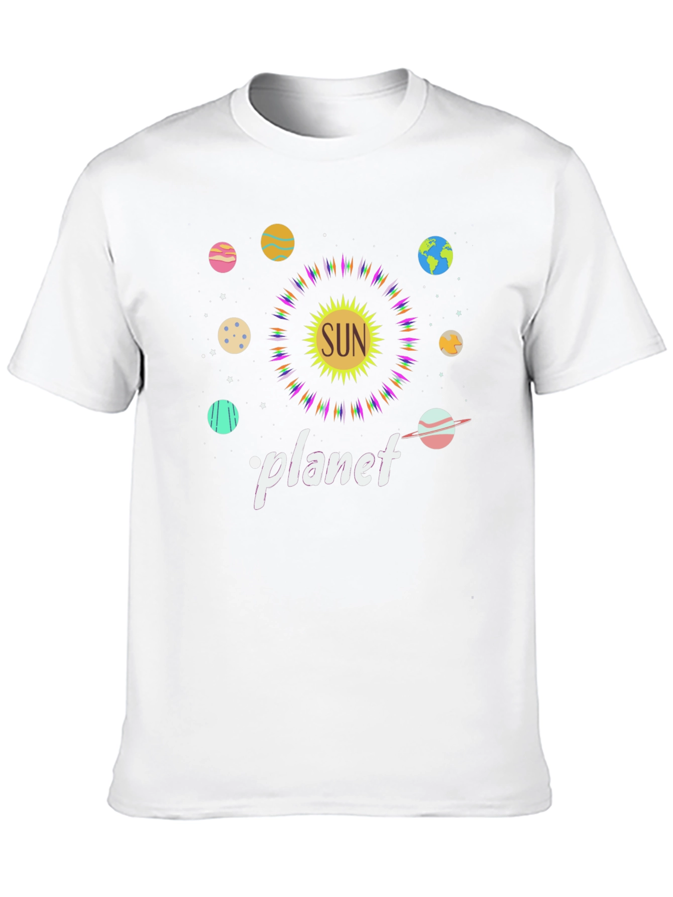 Sun Planet Graphic Tee - Black Cotton T-Shirt