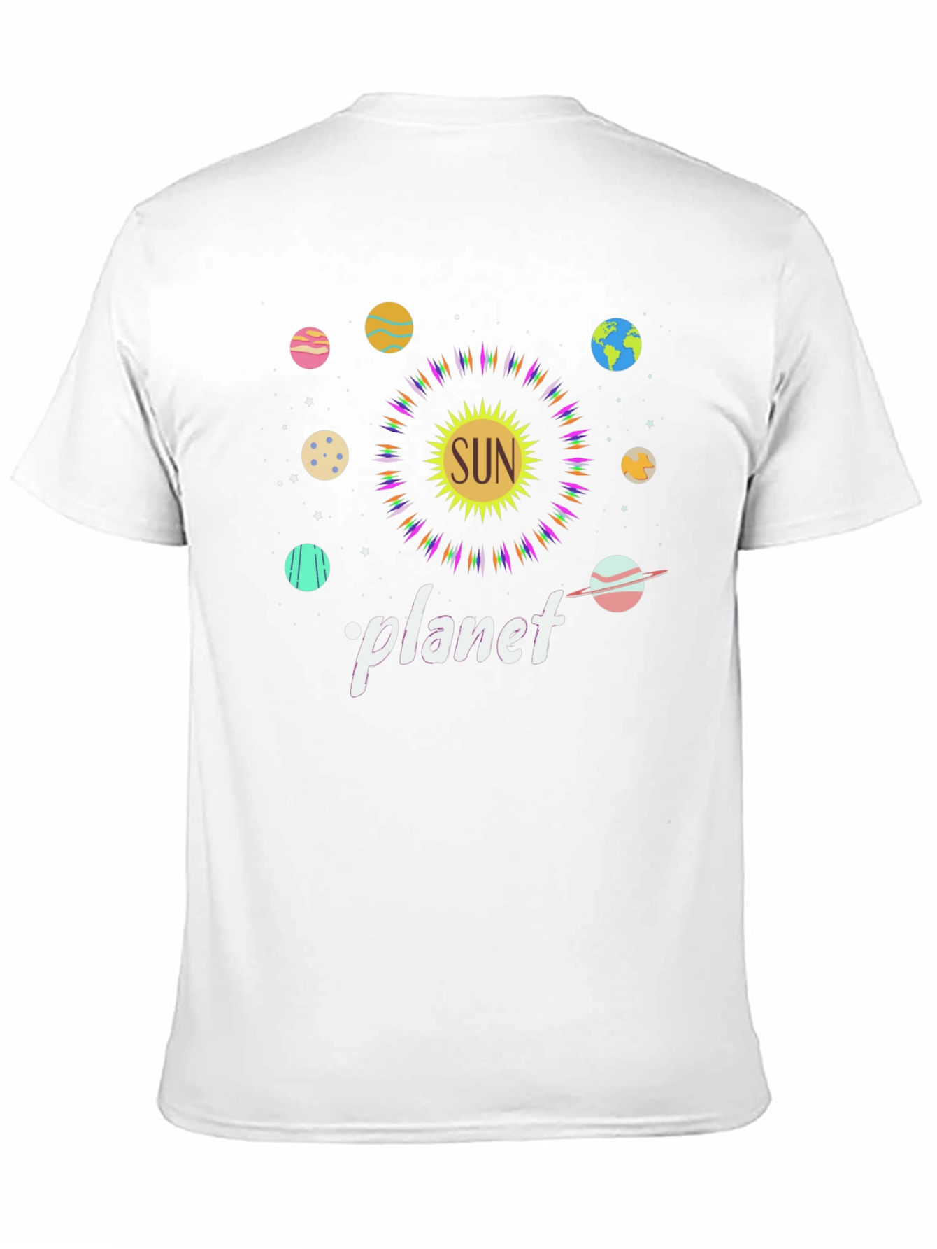 Sun Planet Graphic Tee - Black Cotton T-Shirt