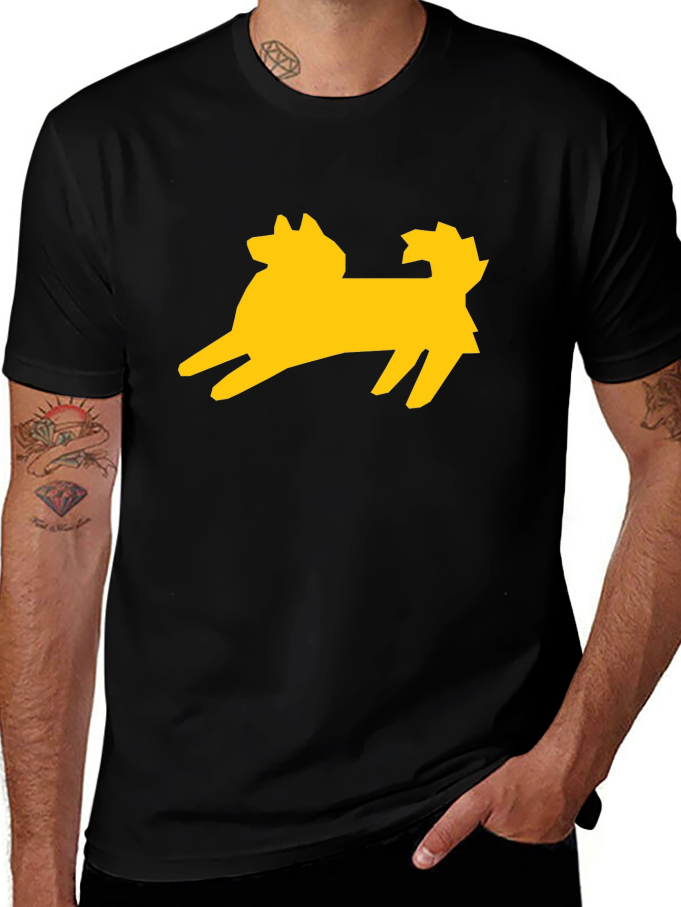 Dog Silhouette Graphic Tee - Stylish Black T-Shirt