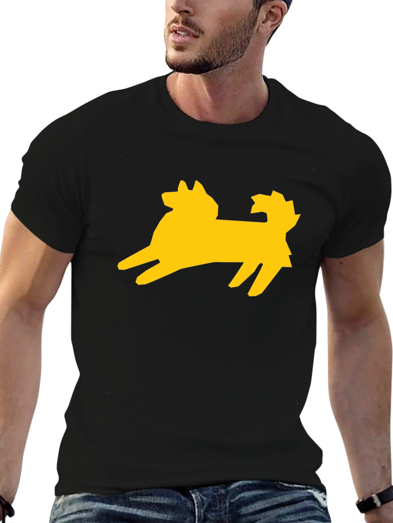 Dog Silhouette Graphic Tee - Stylish Black T-Shirt