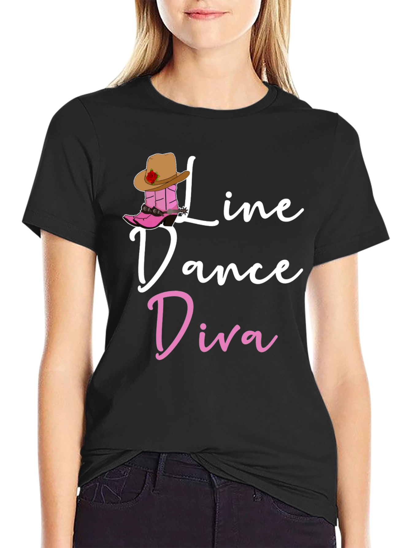 Line Dance Diva Black Graphic Tee
