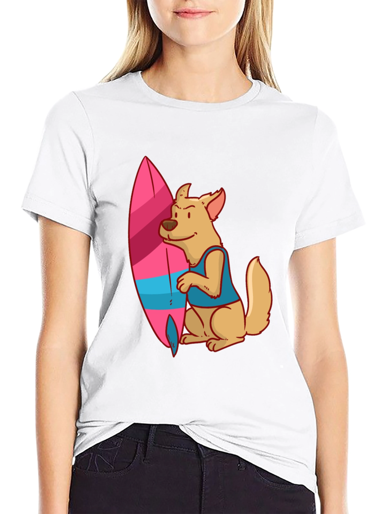 Dog Surfer Graphic Tee - Casual Black T-Shirt