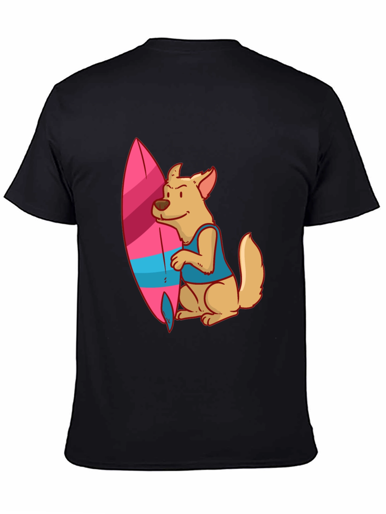 Dog Surfer Graphic Tee - Casual Black T-Shirt