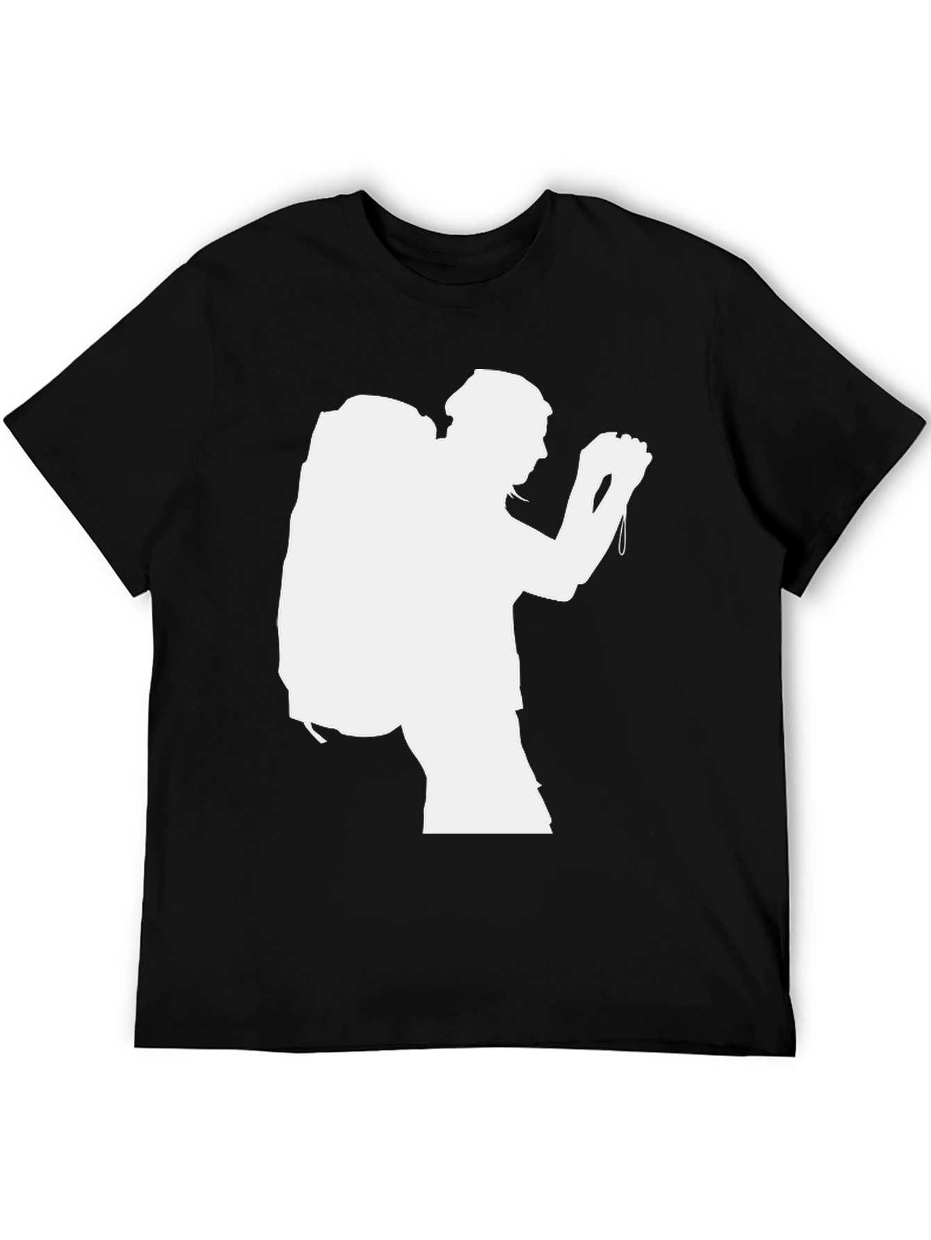 Hiking Silhouette Graphic Tee - Black Cotton T-Shirt