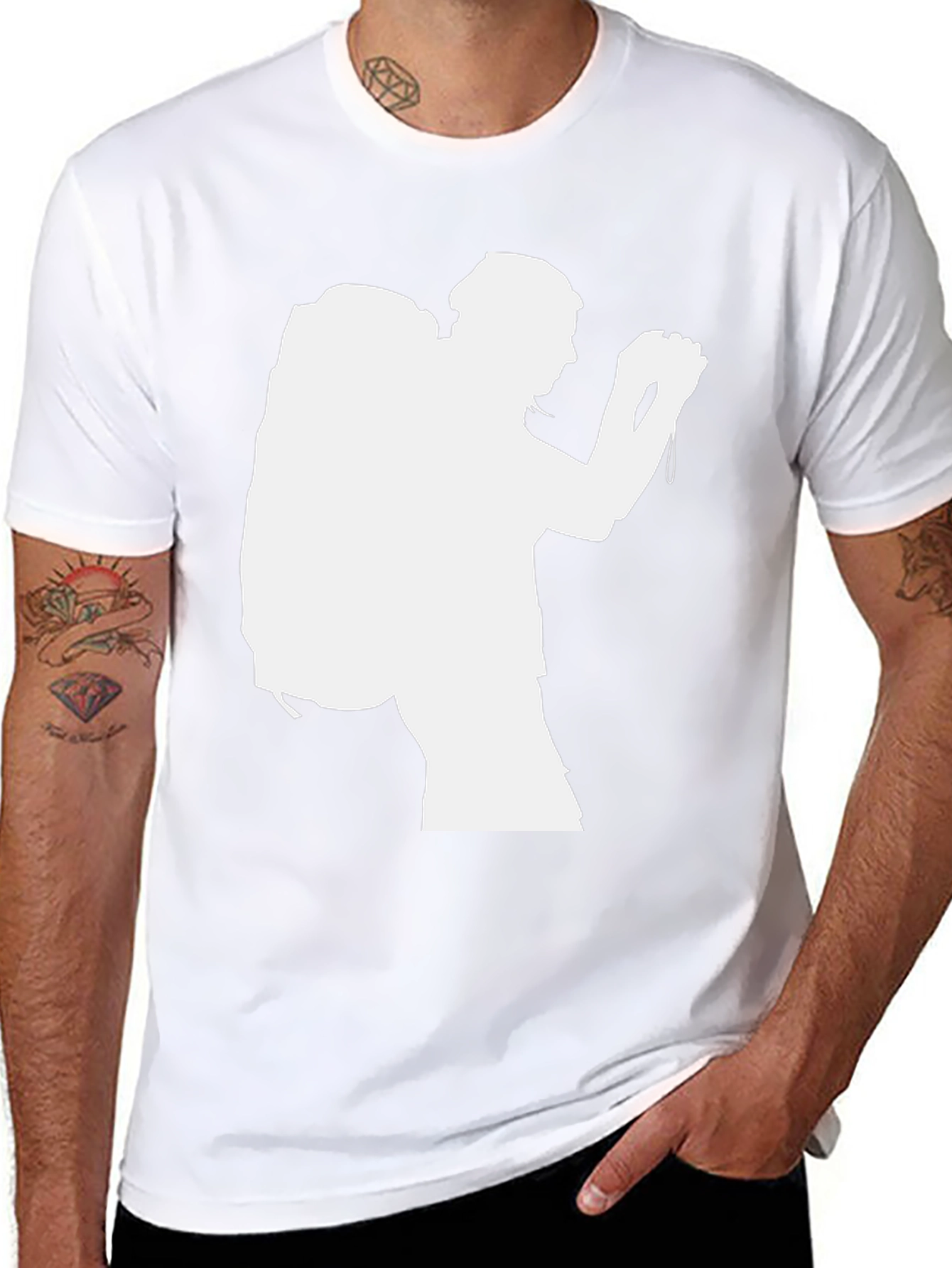 Hiking Silhouette Graphic Tee - Black Cotton T-Shirt