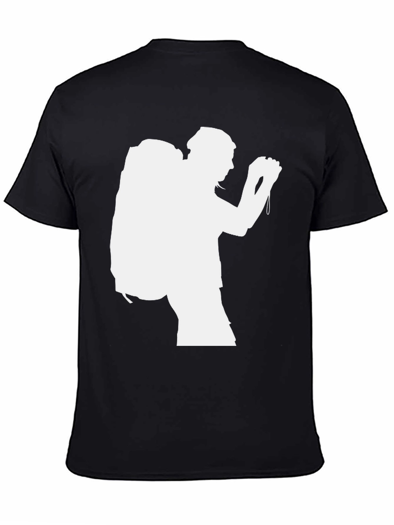 Hiking Silhouette Graphic Tee - Black Cotton T-Shirt
