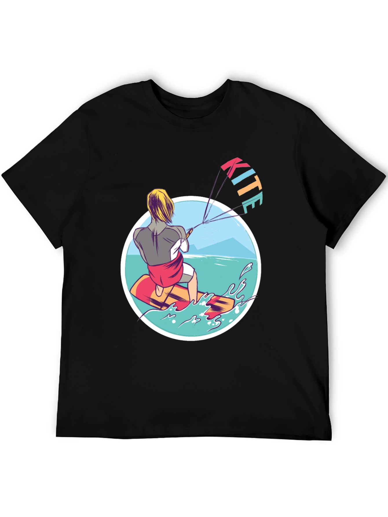 Kite Surfing T-Shirt - Black Graphic Tee