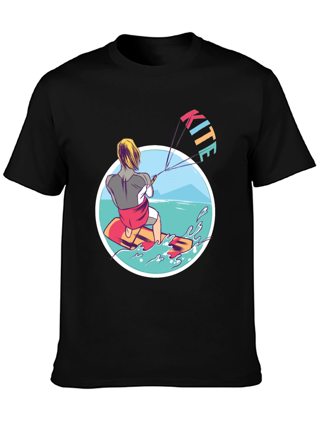 Kite Surfing T-Shirt - Black Graphic Tee
