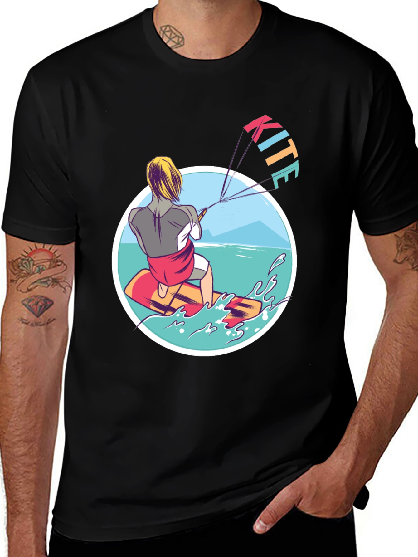 Kite Surfing T-Shirt - Black Graphic Tee