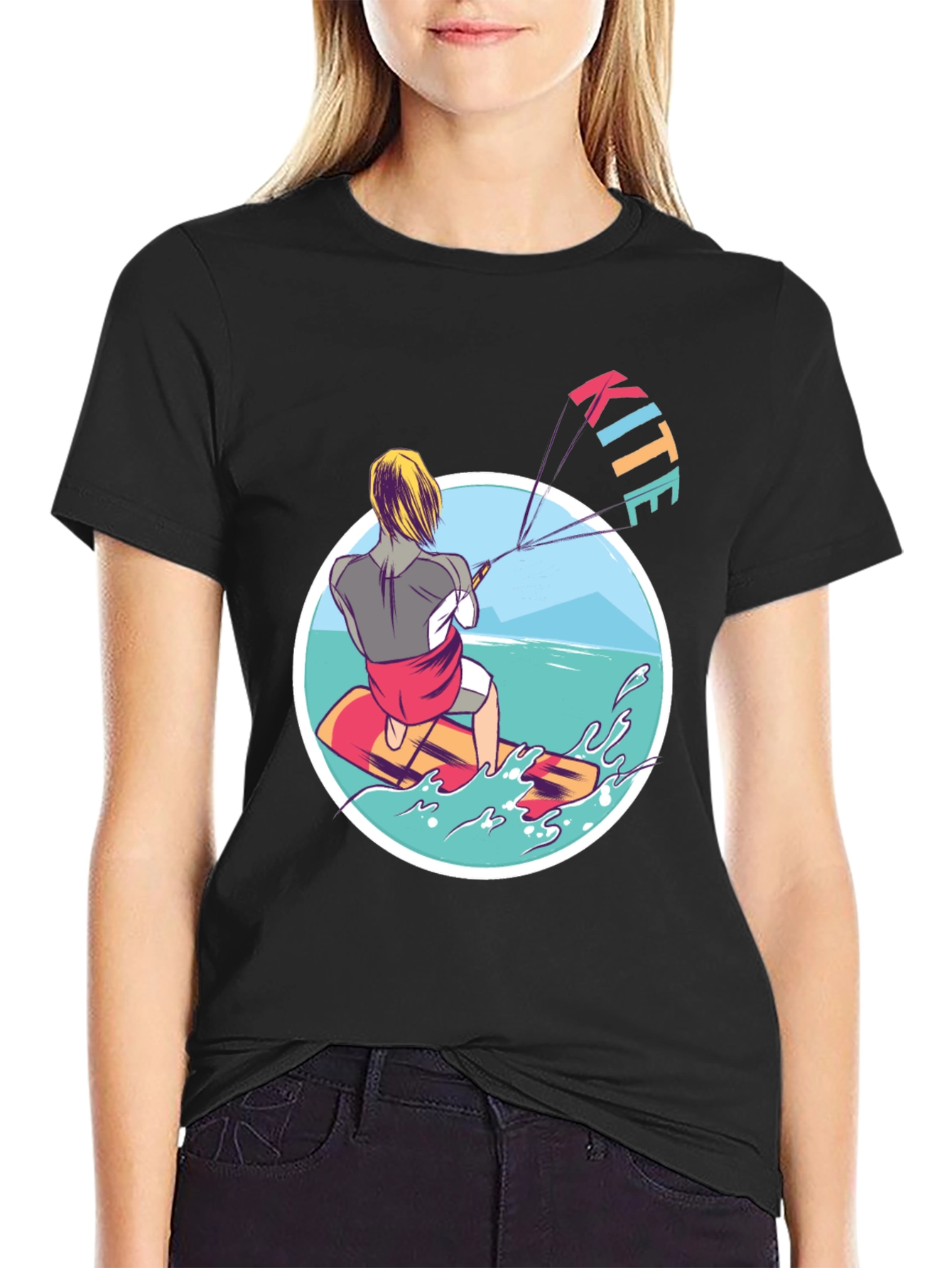 Kite Surfing T-Shirt - Black Graphic Tee