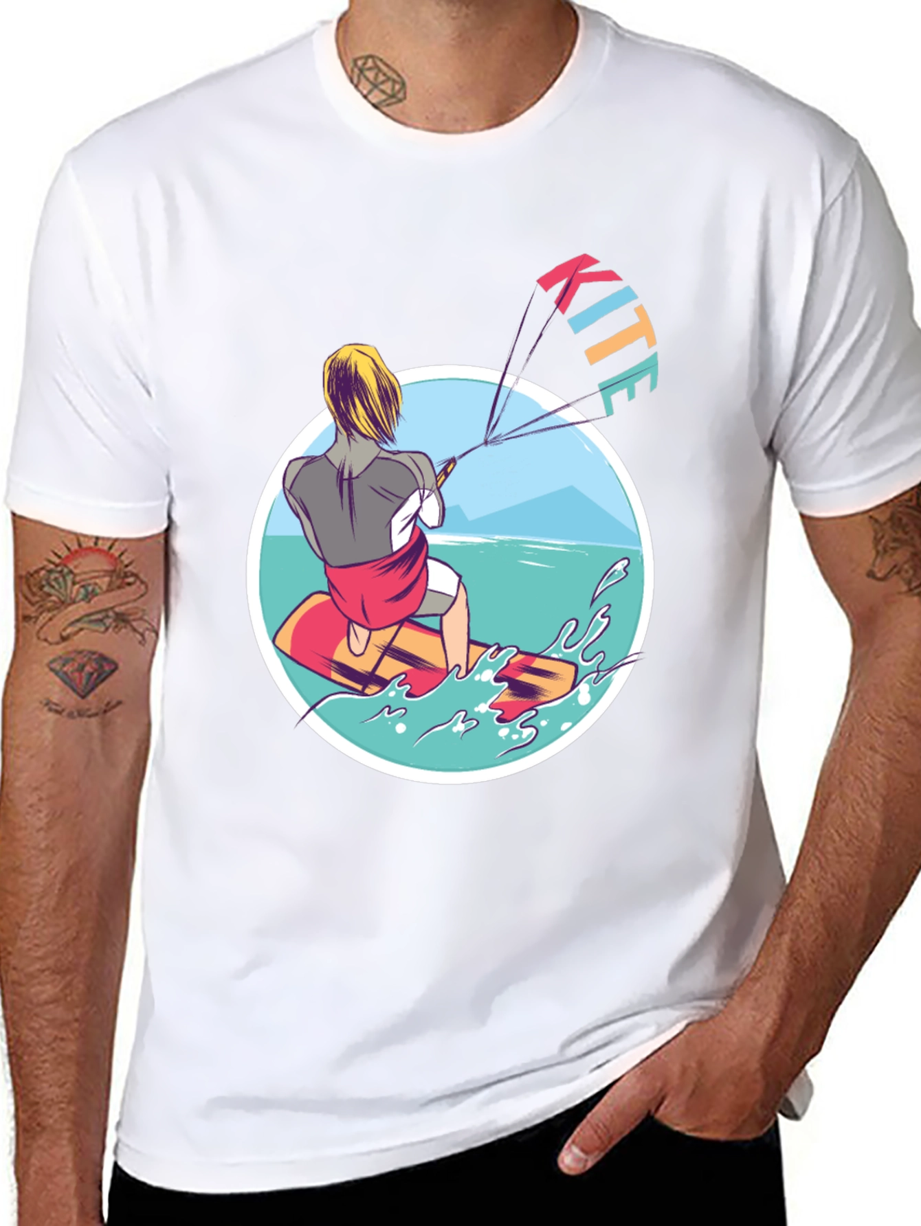 Kite Surfing T-Shirt - Black Graphic Tee