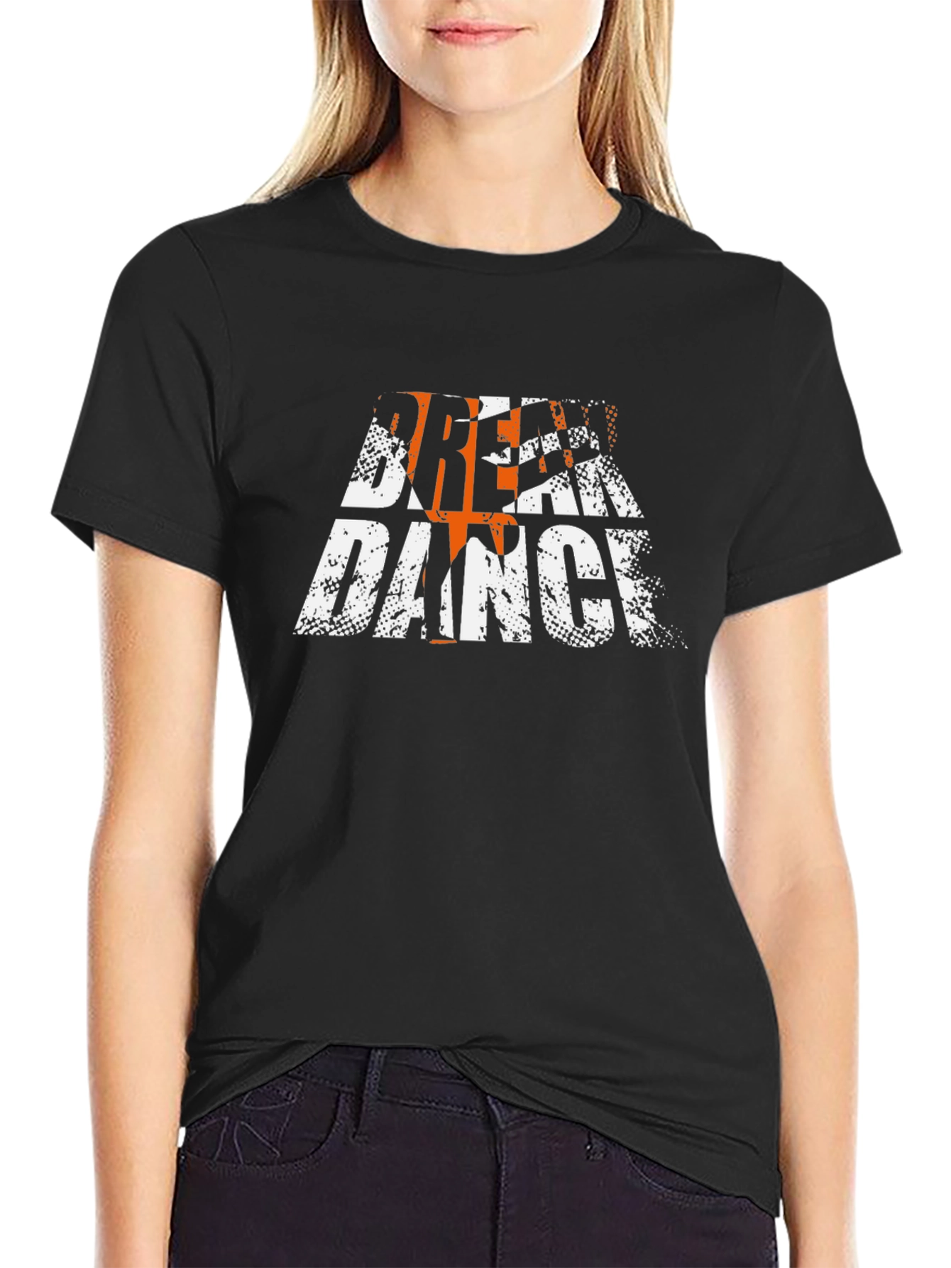 Break Dance Graphic Tee - Black Cotton T-Shirt