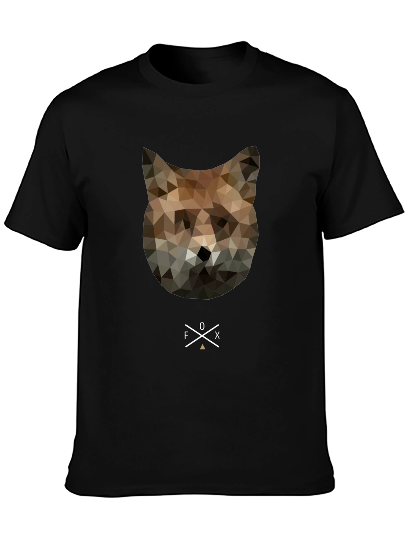 Geometric Fox Graphic Tee - Stylish Mens Black T-Shirt