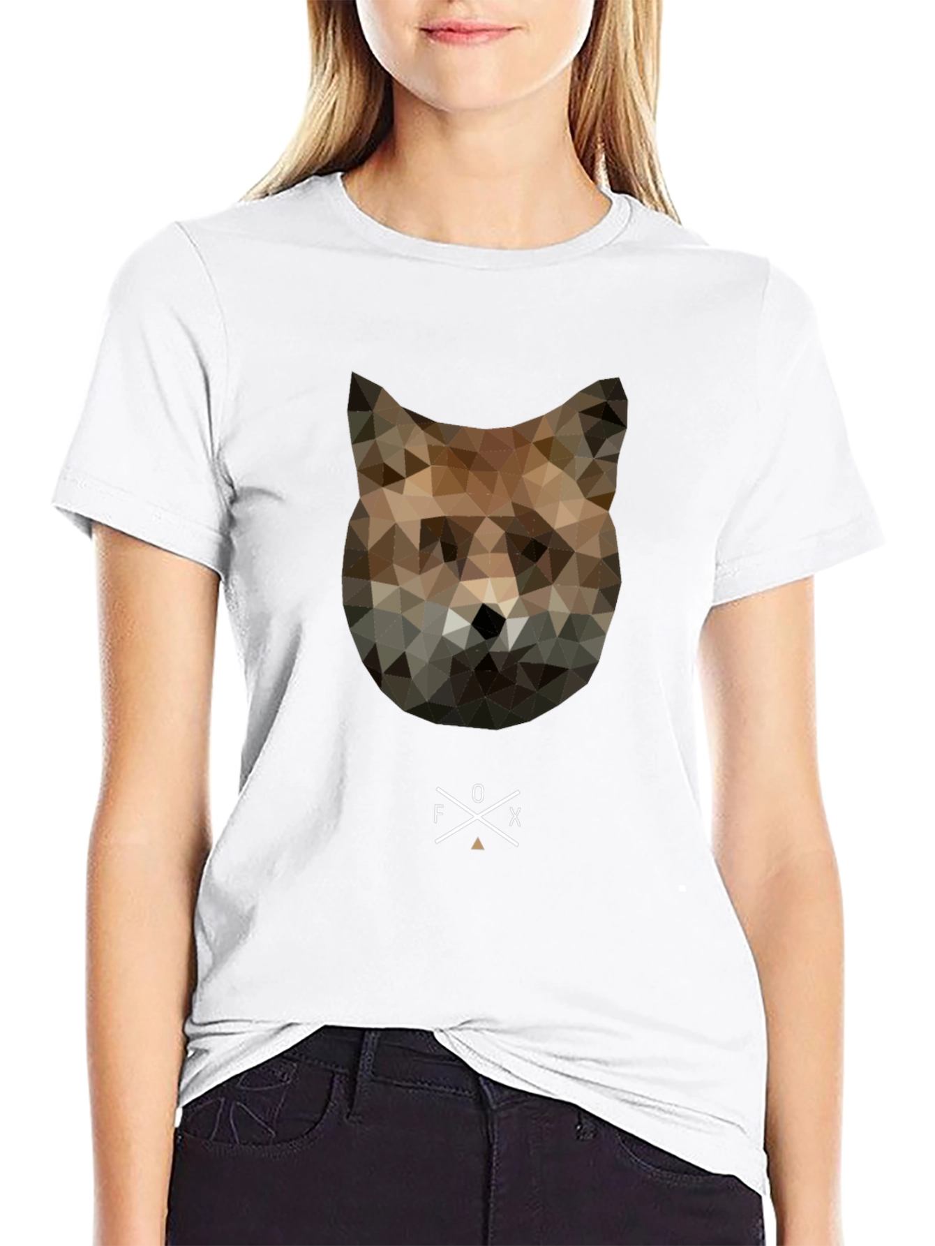 Geometric Fox Graphic Tee - Stylish Mens Black T-Shirt