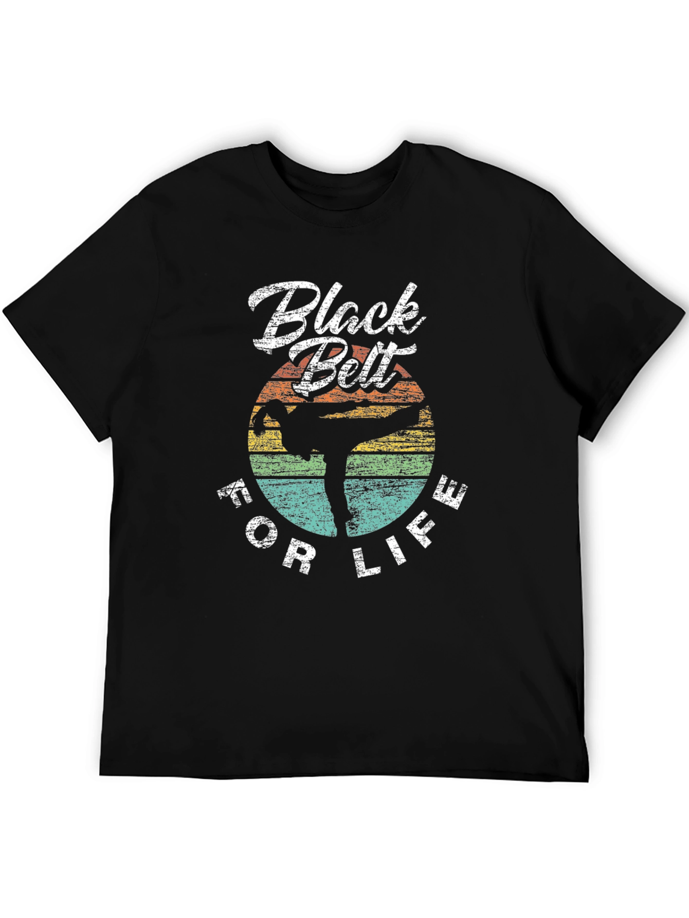 Black Belt For Life Retro Martial Arts T-Shirt
