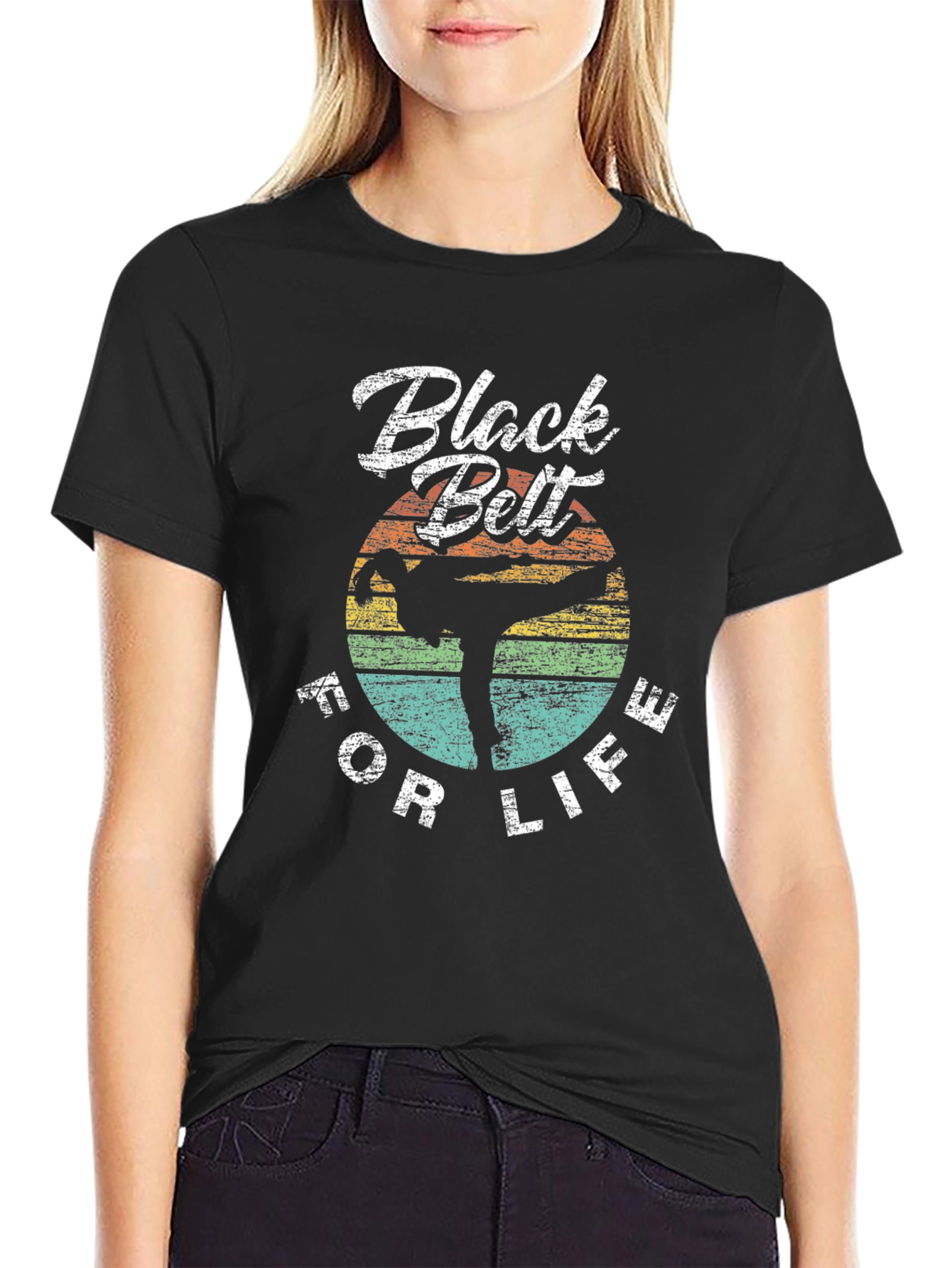 Black Belt For Life Retro Martial Arts T-Shirt