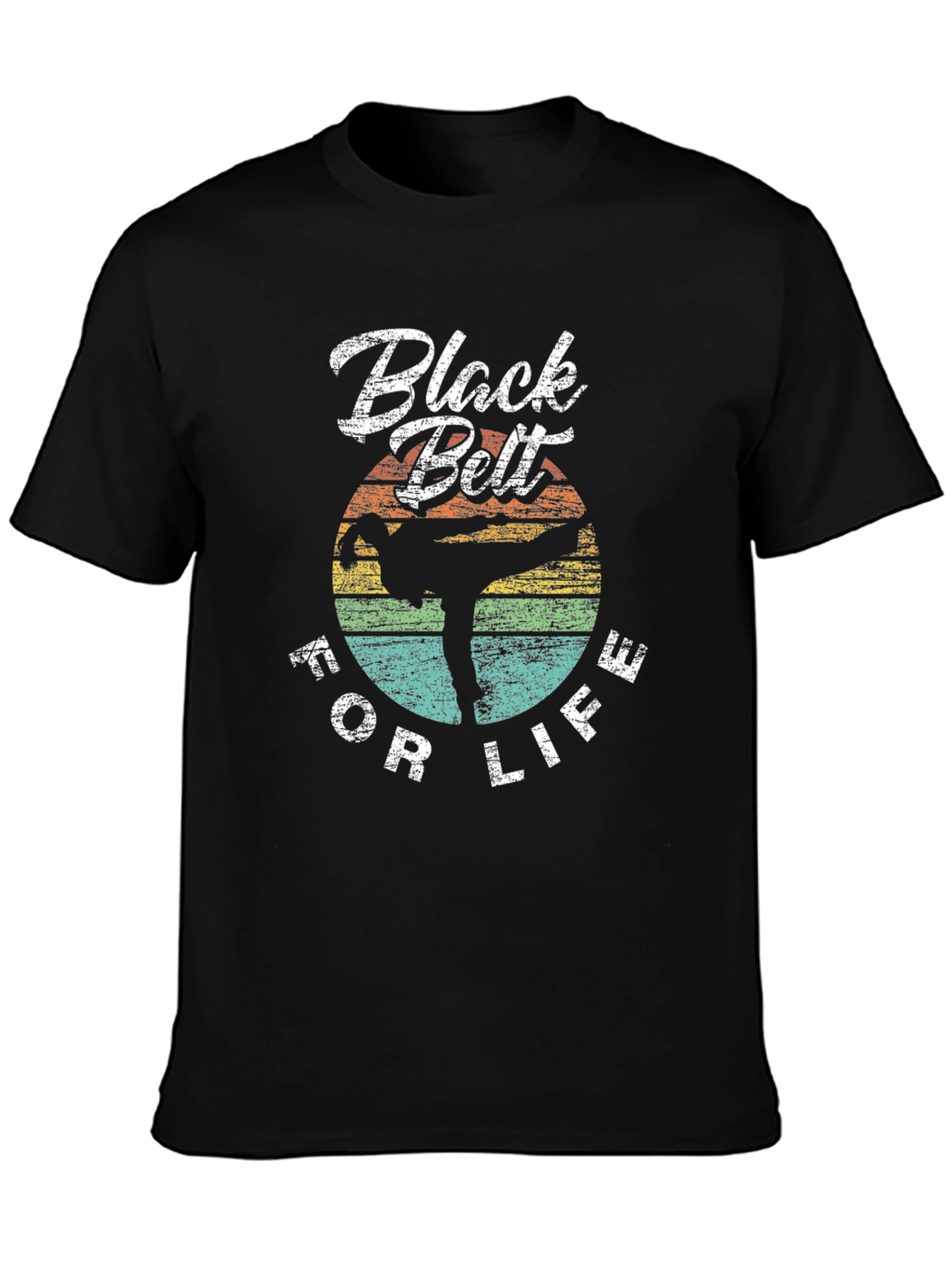 Black Belt For Life Retro Martial Arts T-Shirt