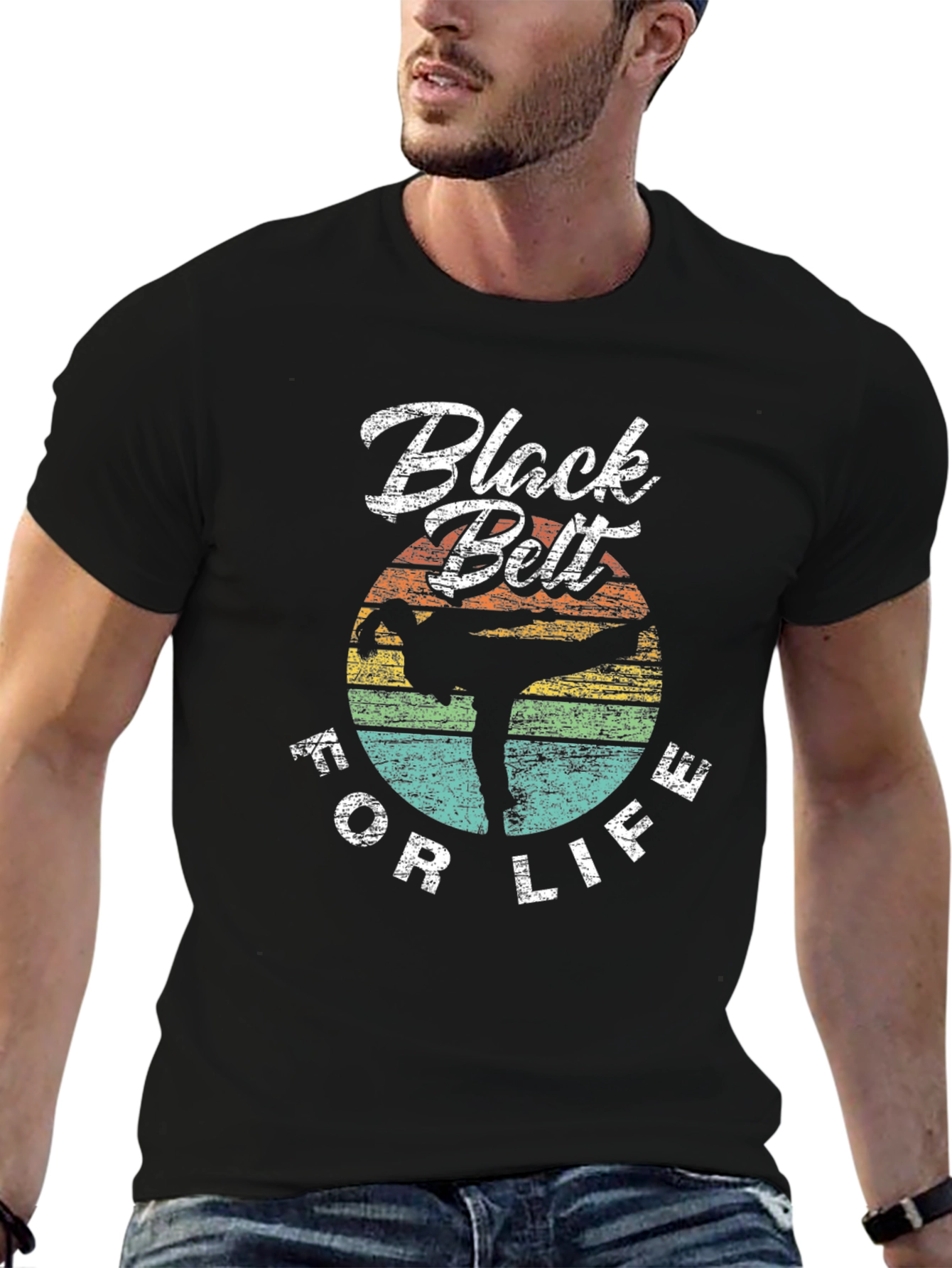 Black Belt For Life Retro Martial Arts T-Shirt