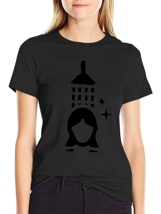 Shower Time Graphic Tee - Black Cotton Blend T-Shirt