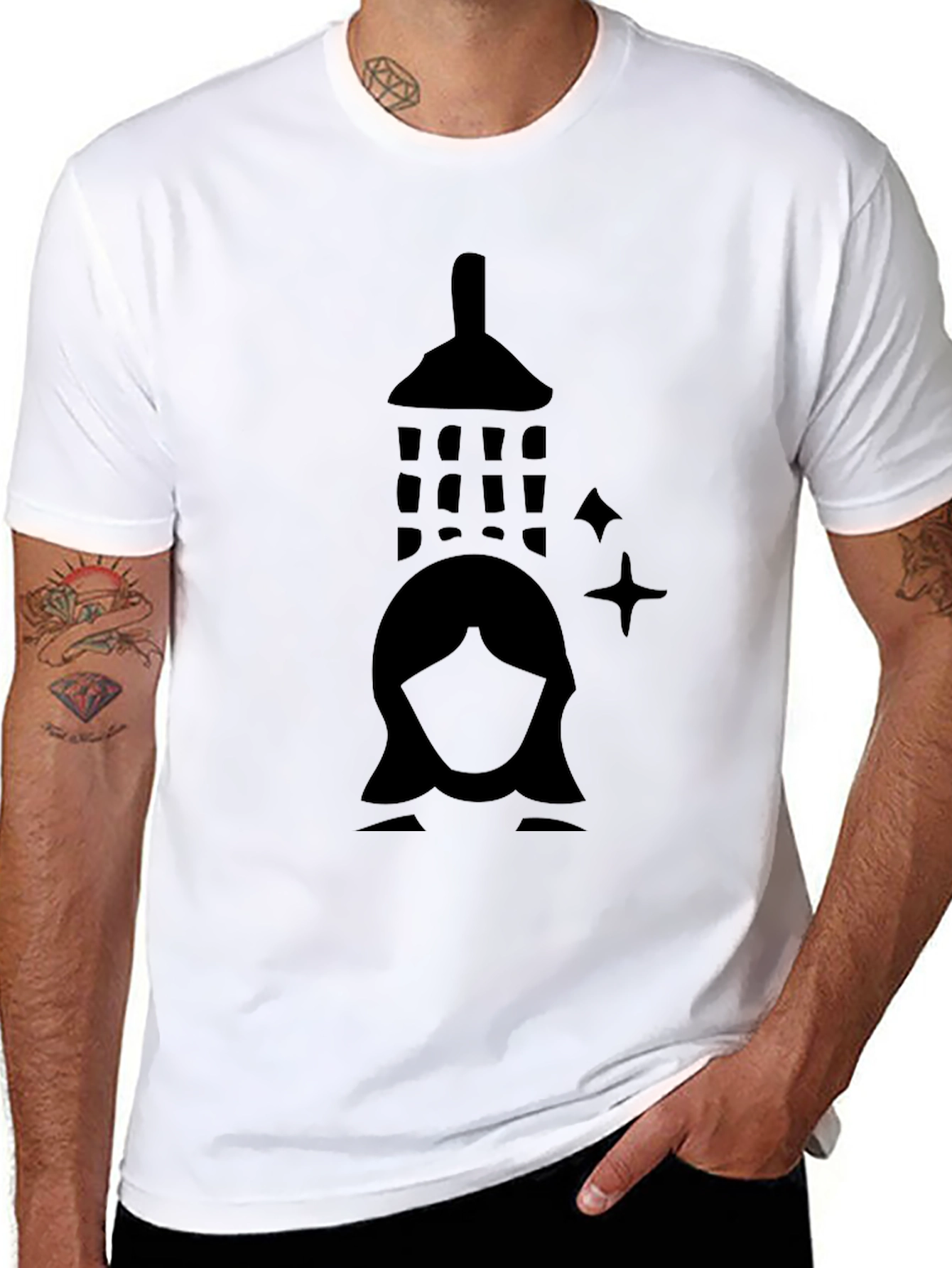 Shower Time Graphic Tee - Black Cotton Blend T-Shirt