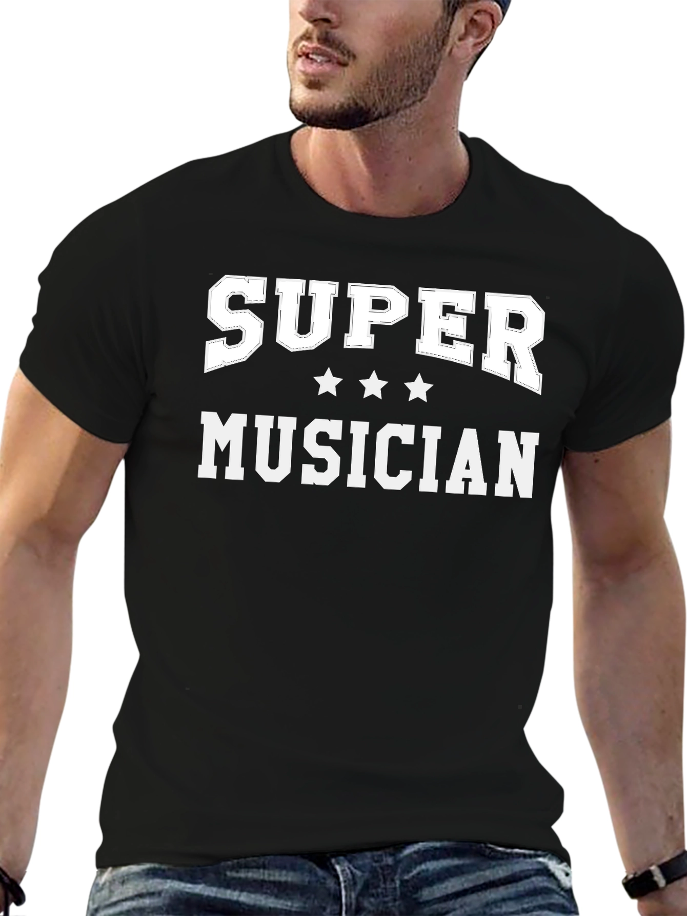 Super Musician Graphic Tee - Black Cotton T-Shirt