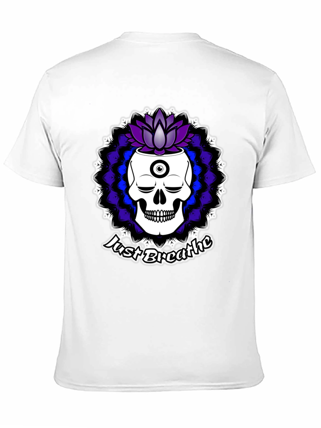 Just Breathe Skull Lotus Black T-Shirt