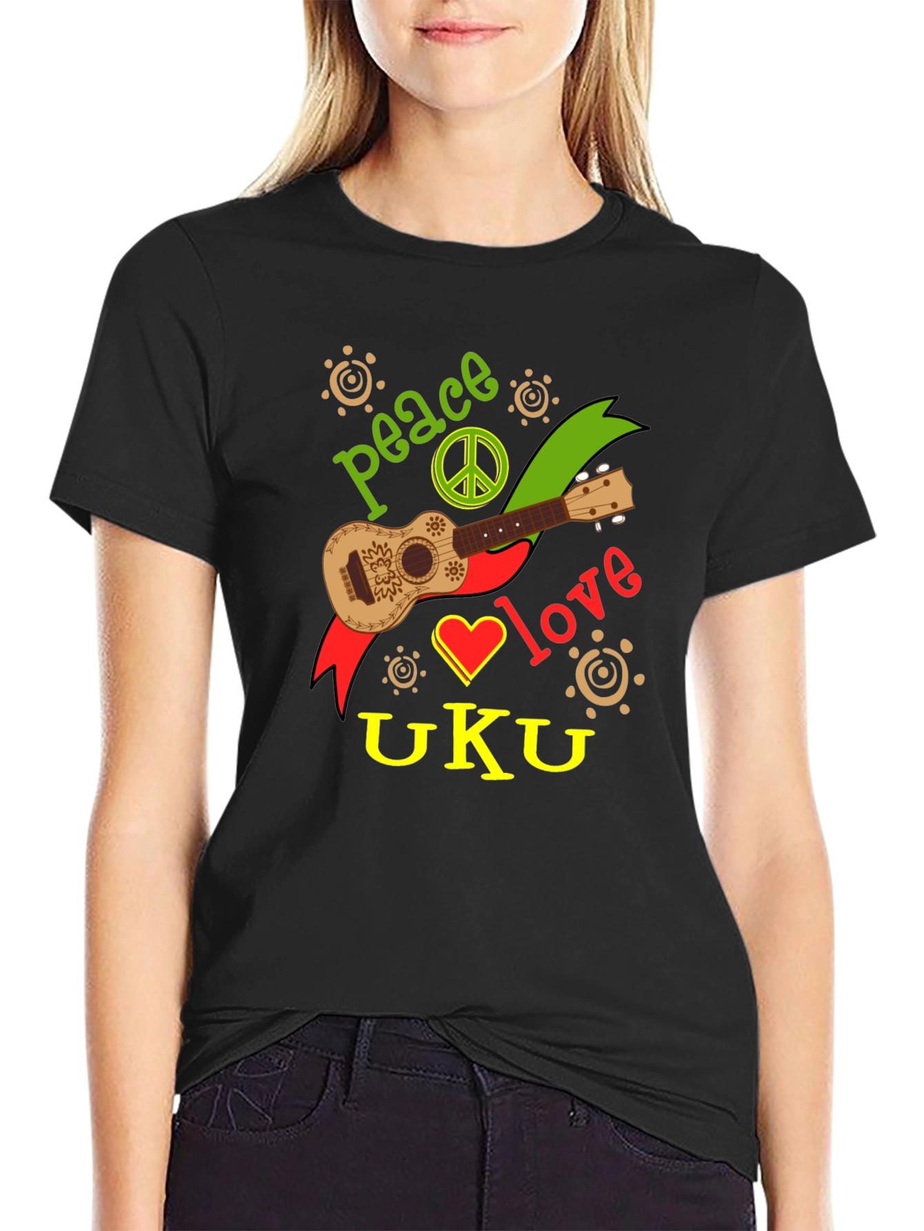 Peace Love Ukulele Graphic T-Shirt