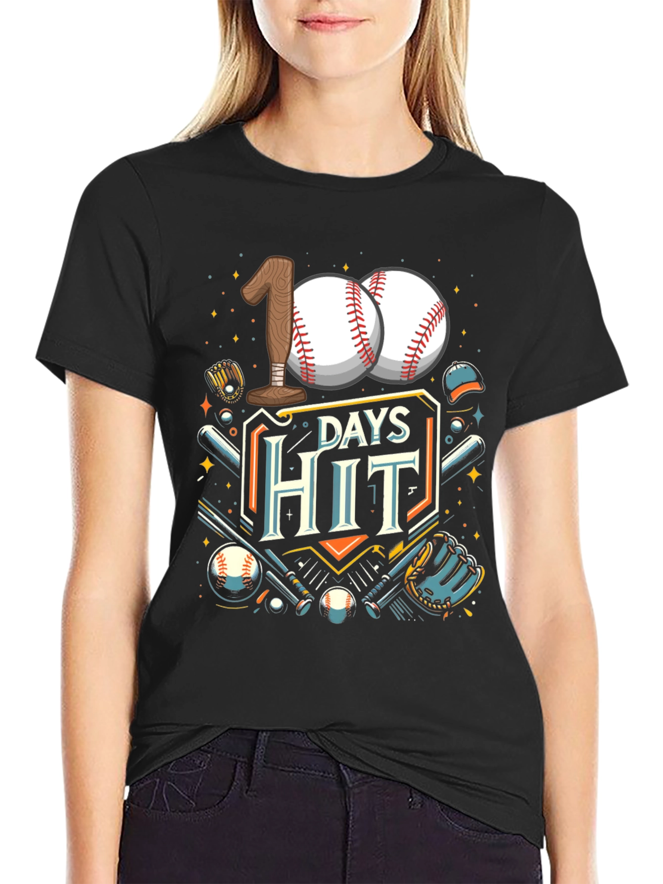 100 Days Hit Baseball T-Shirt