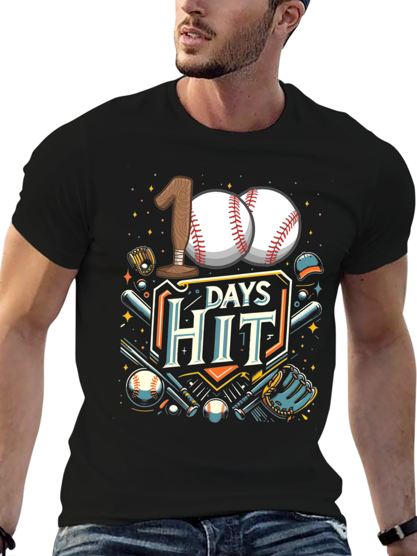 100 Days Hit Baseball T-Shirt