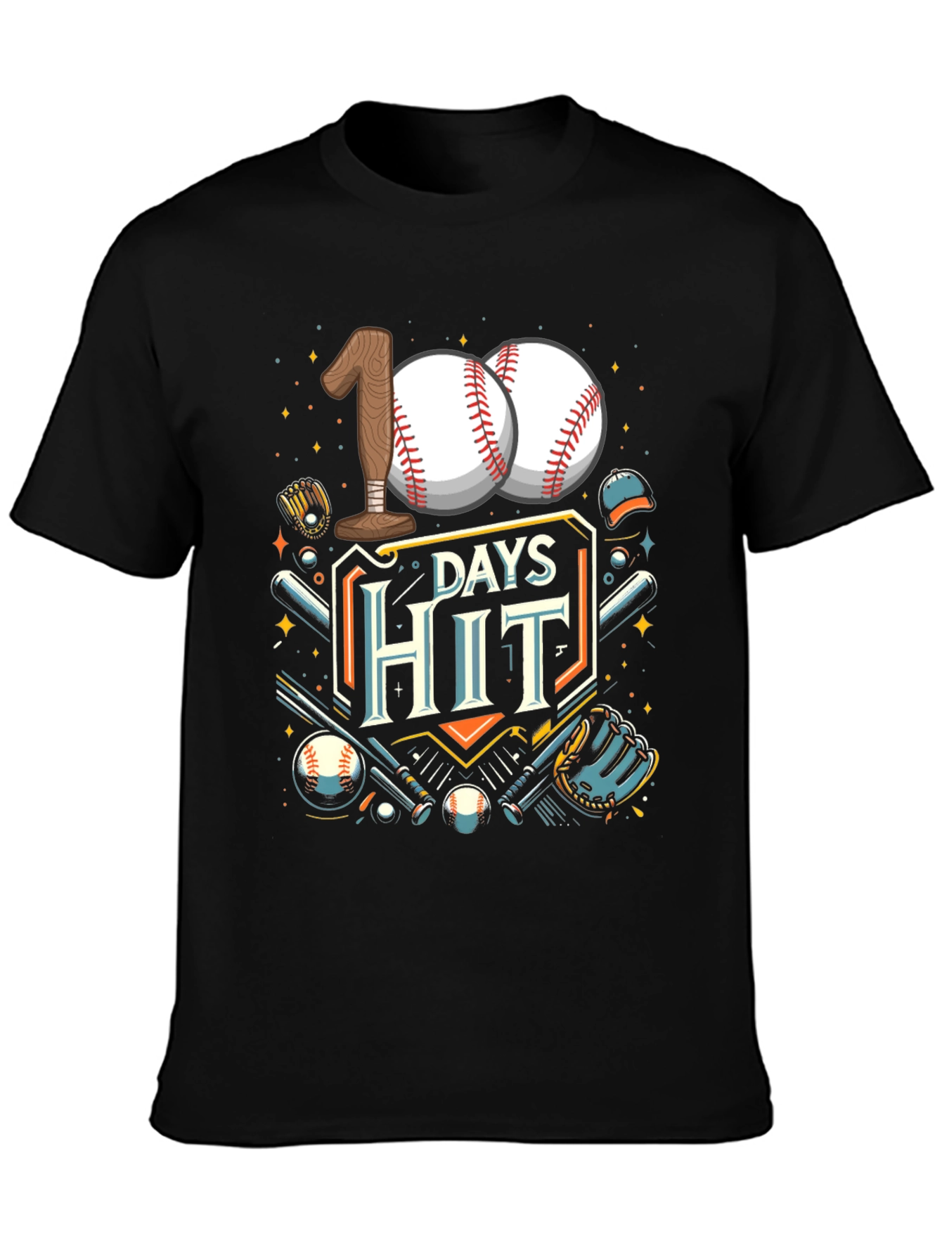 100 Days Hit Baseball T-Shirt