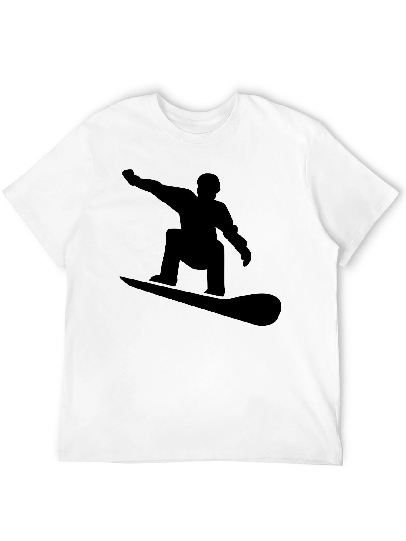 Snowboarder Silhouette Graphic Tee - Black Cotton