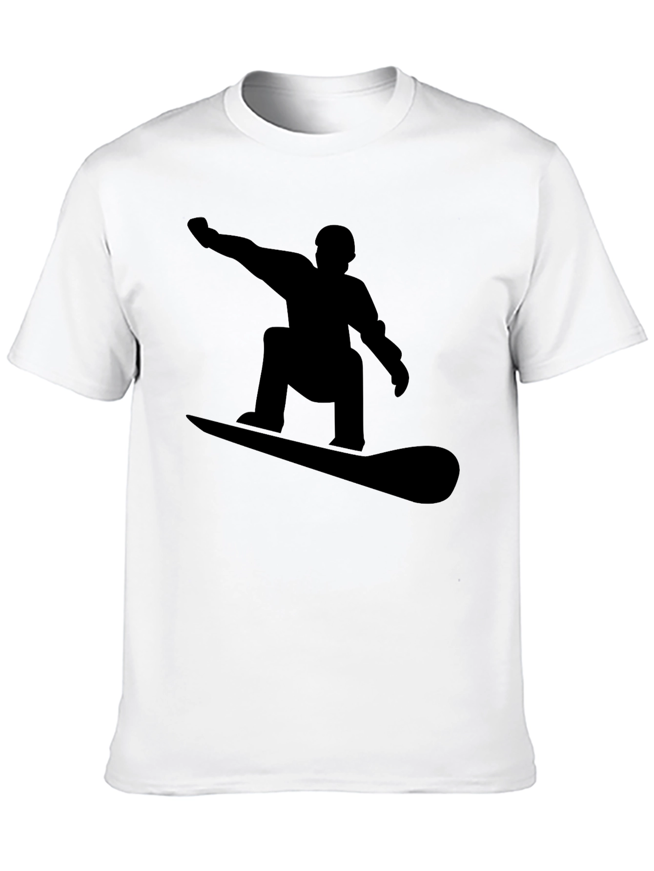 Snowboarder Silhouette Graphic Tee - Black Cotton