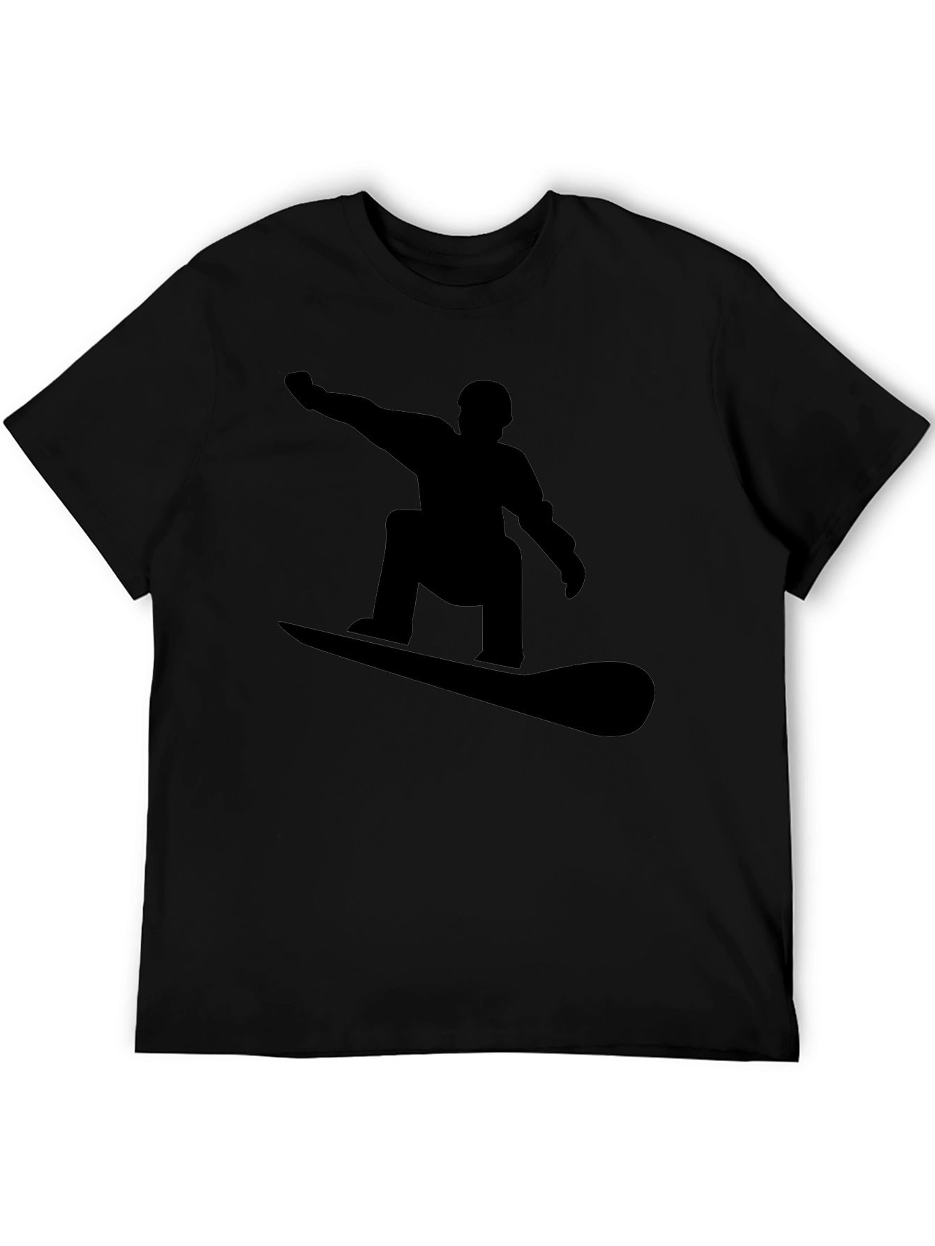 Snowboarder Silhouette Graphic Tee - Black Cotton
