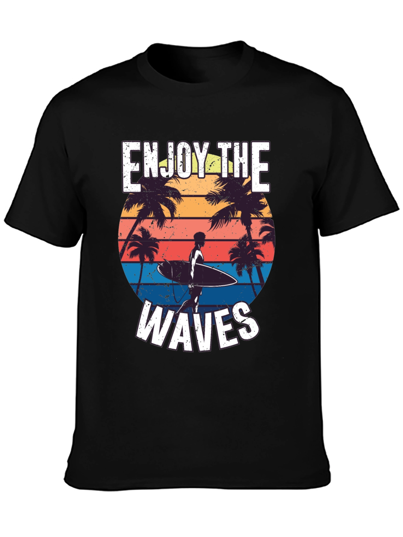 Enjoy the Waves Graphic Tee - Tropical Surfer Design