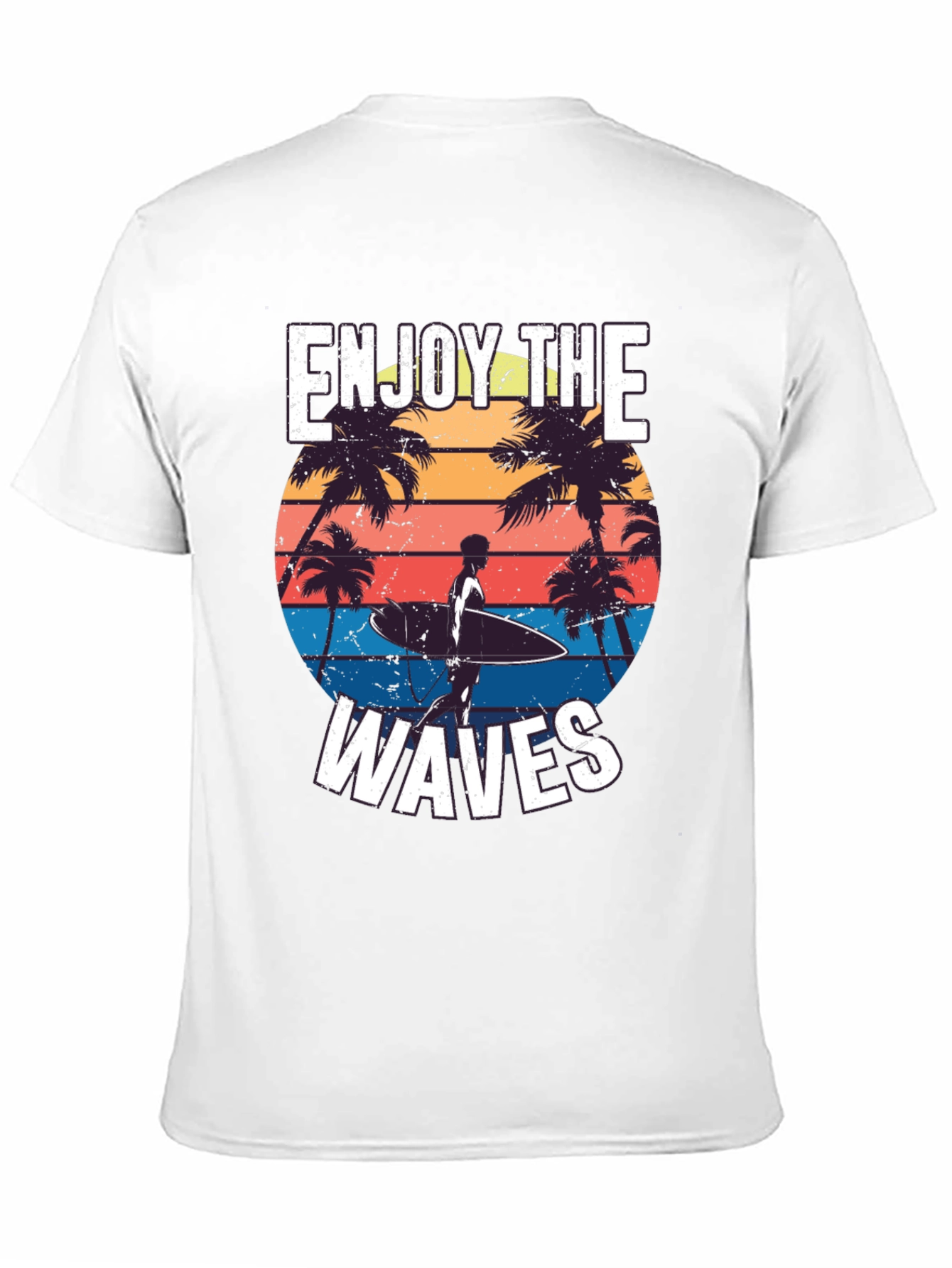 Enjoy the Waves Graphic Tee - Tropical Surfer Design