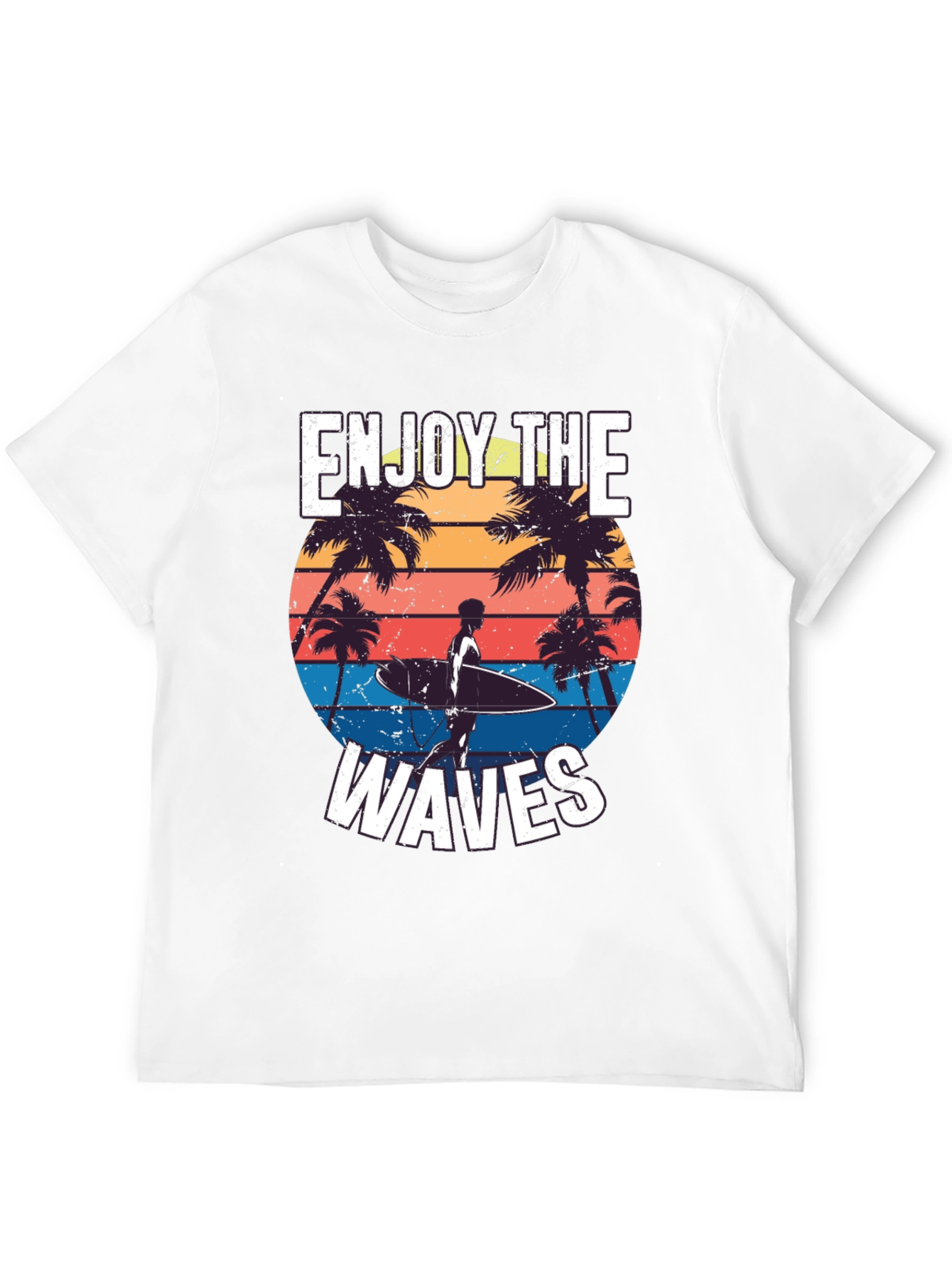 Enjoy the Waves Graphic Tee - Tropical Surfer Design