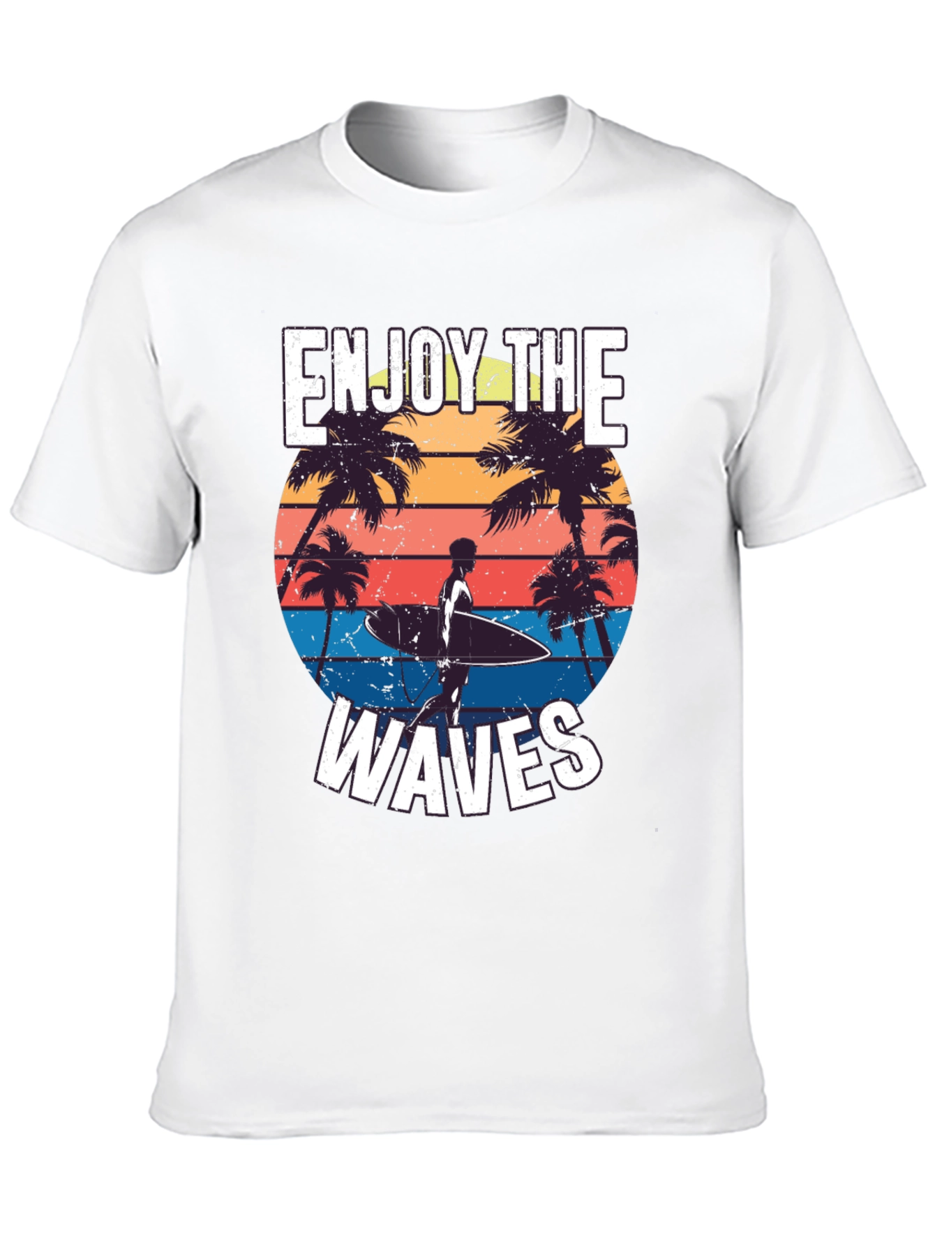 Enjoy the Waves Graphic Tee - Tropical Surfer Design