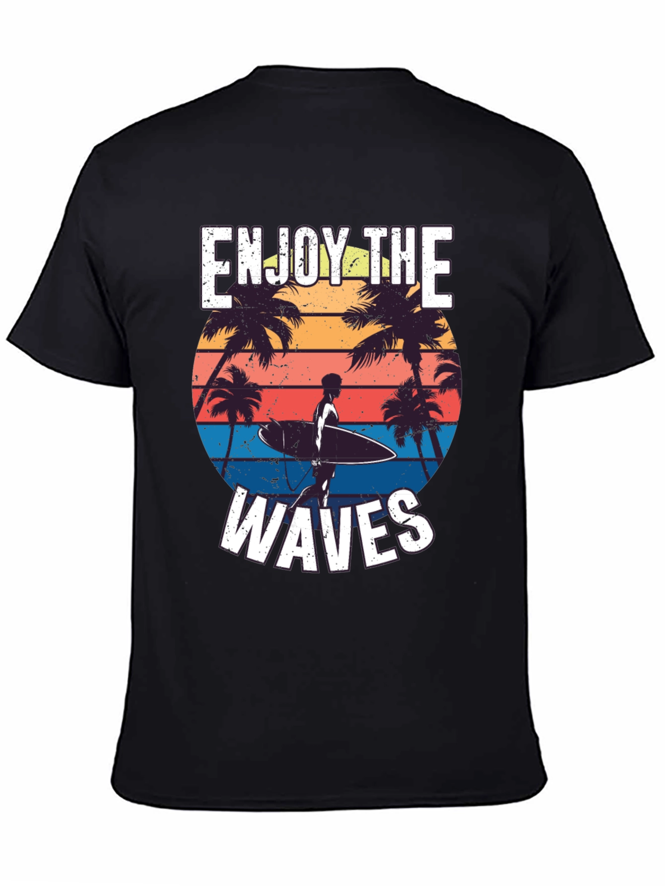 Enjoy the Waves Graphic Tee - Tropical Surfer Design