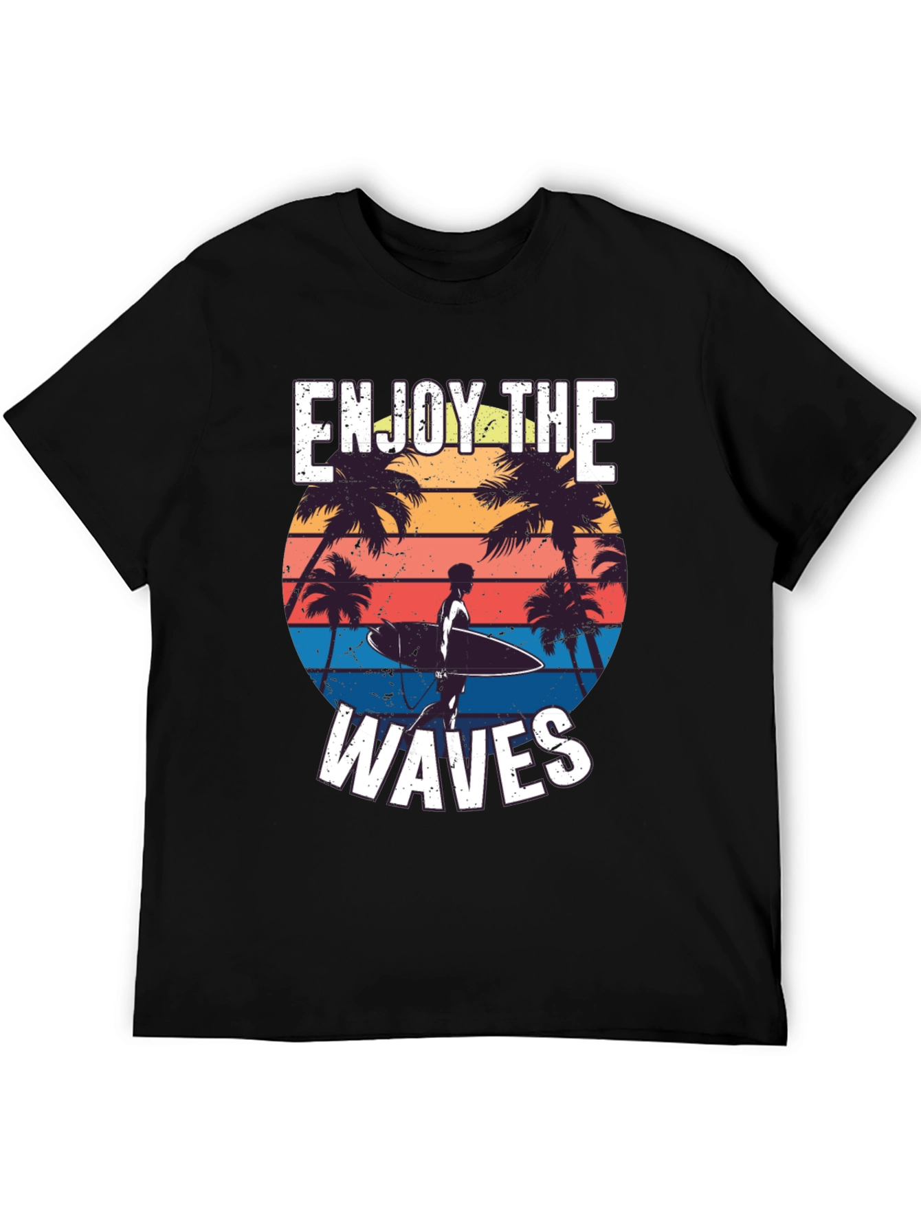 Enjoy the Waves Graphic Tee - Tropical Surfer Design