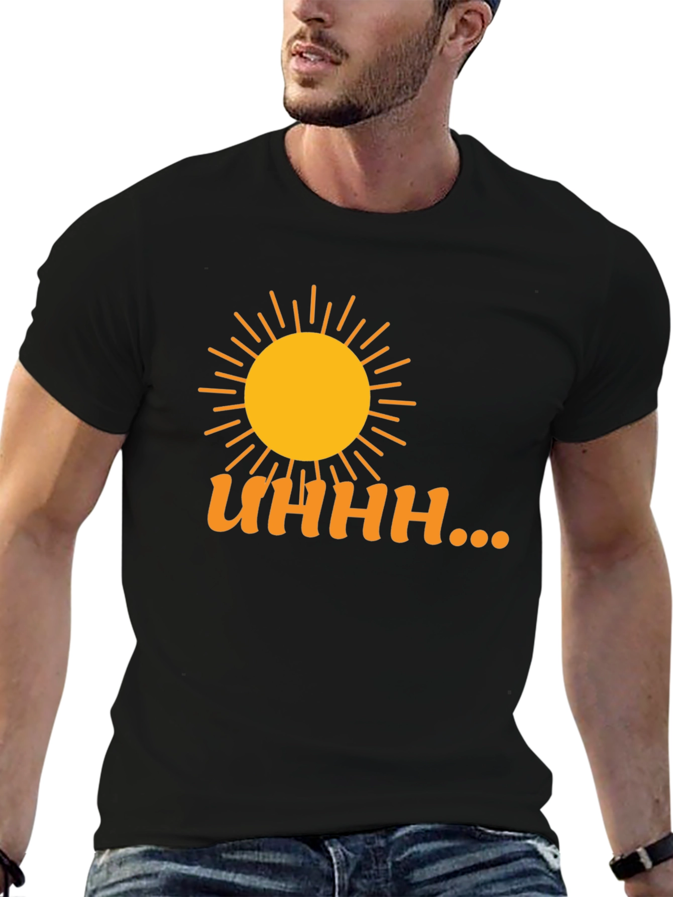 Uhhh... Sun Graphic T-Shirt - Black Casual Wear