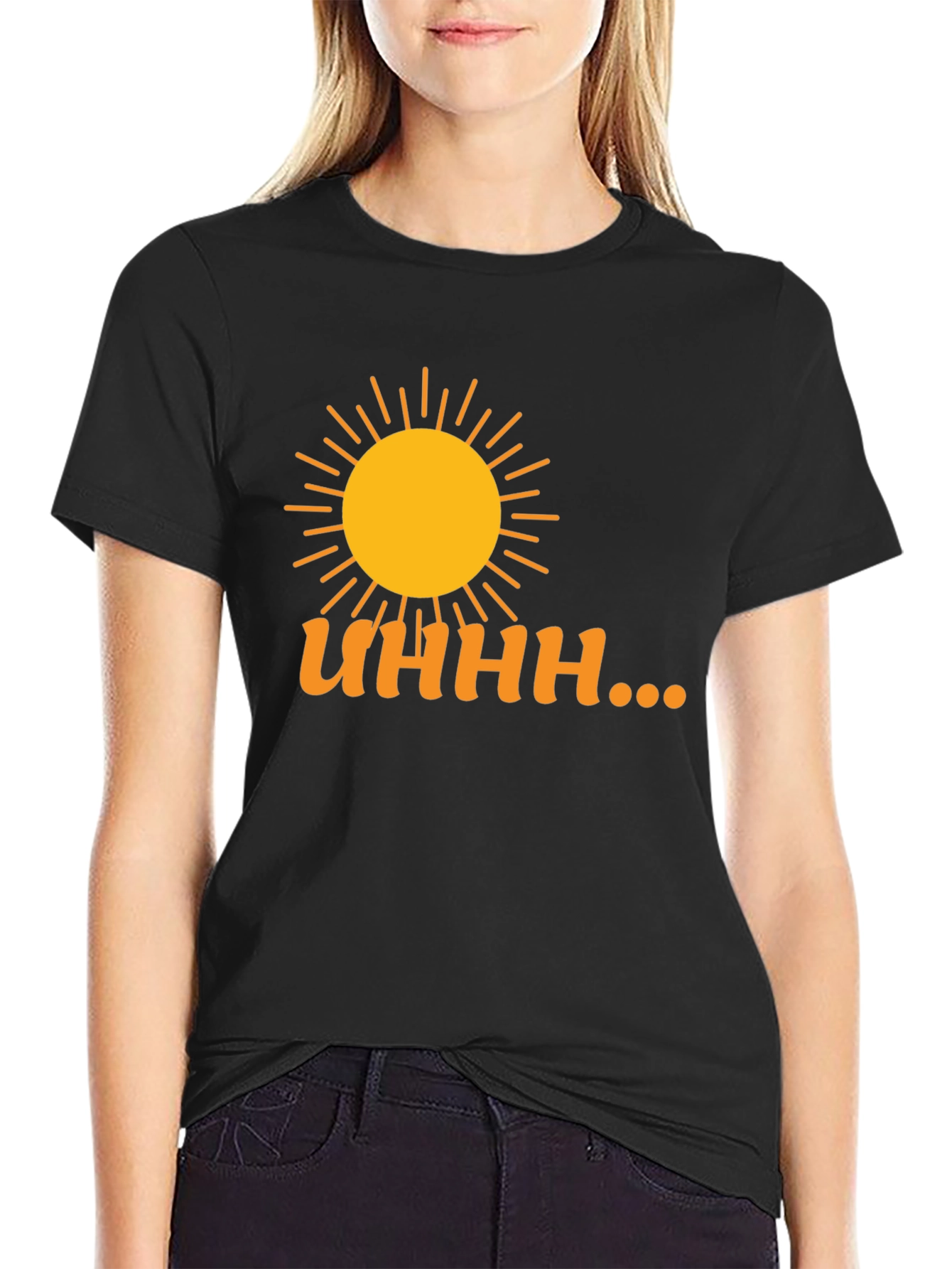 Uhhh... Sun Graphic T-Shirt - Black Casual Wear