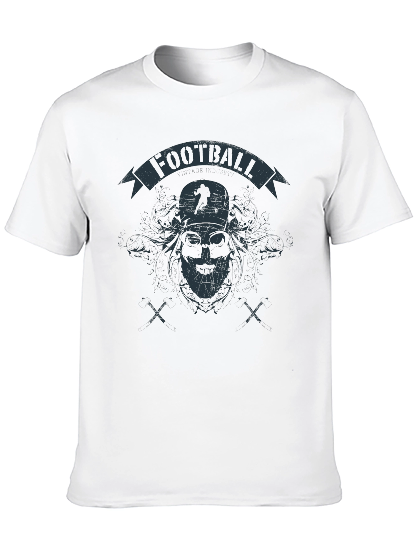 Football Graphic Print Black T-Shirt