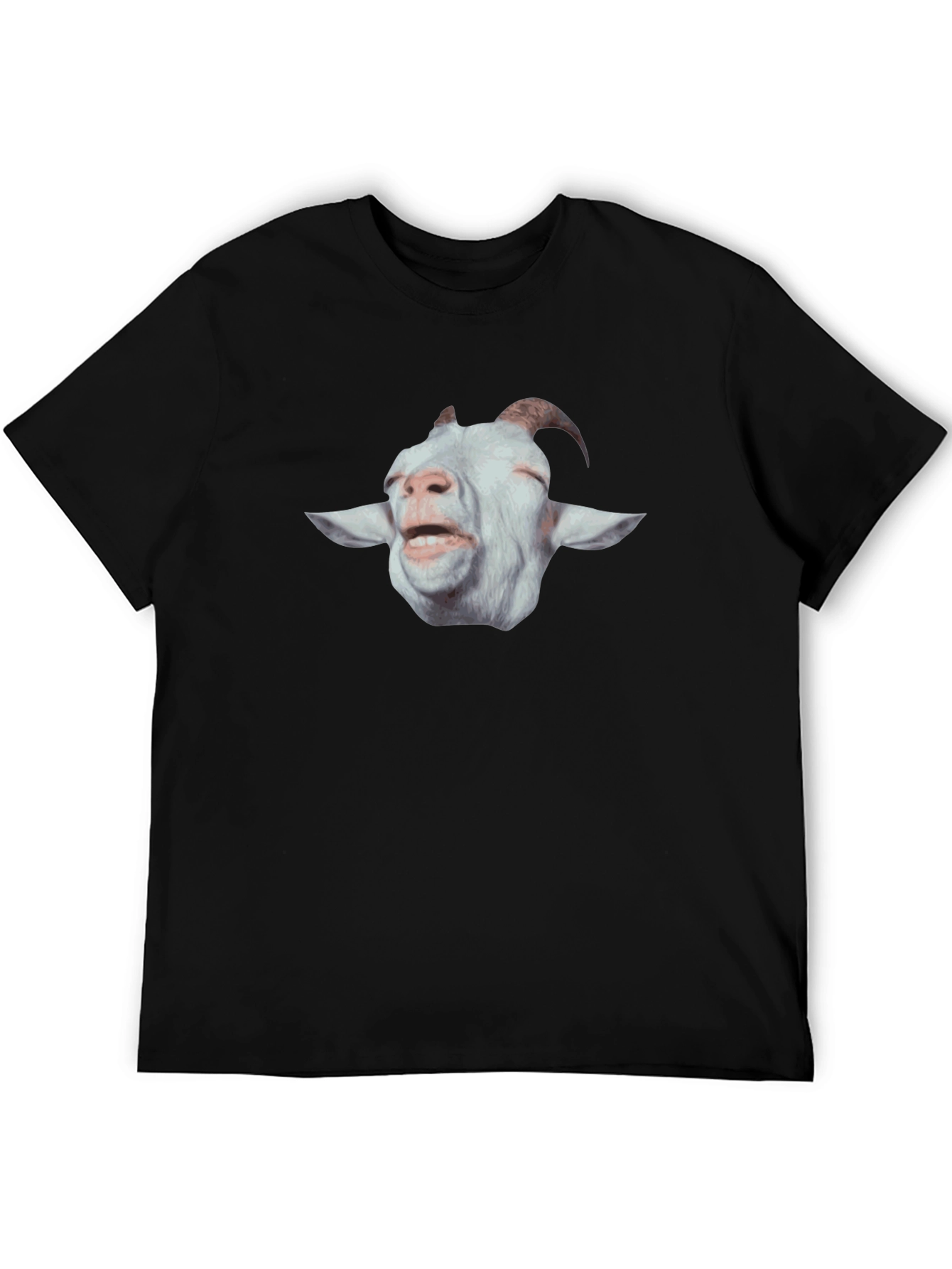 Goat Face Graphic Print Tee - Black