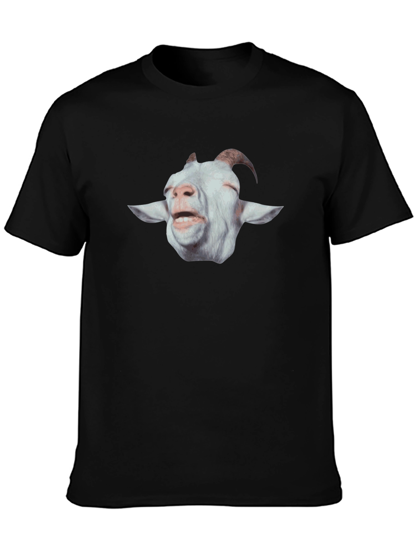 Goat Face Graphic Print Tee - Black