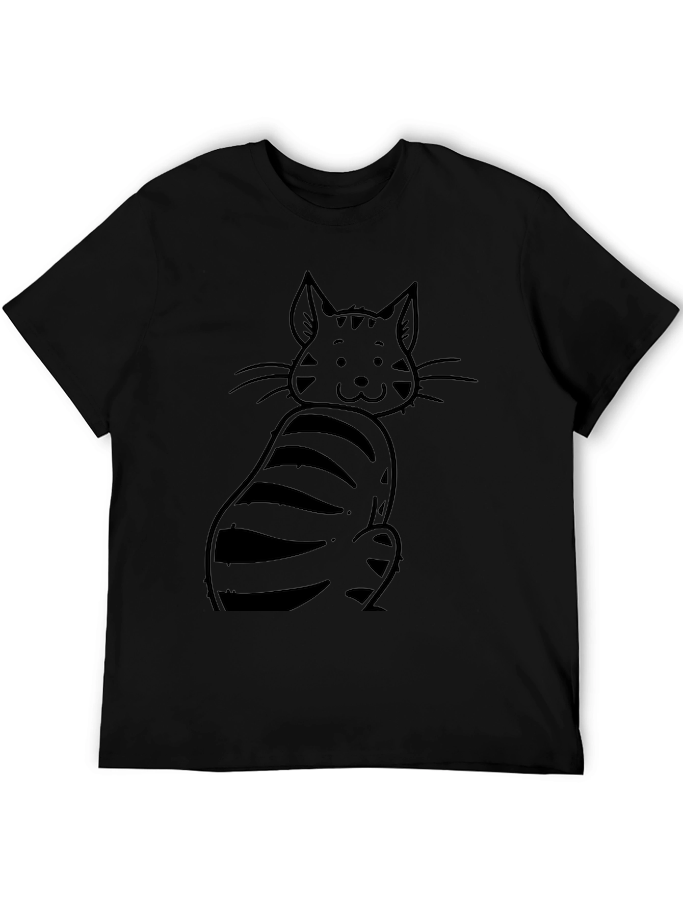 Cute Cat Graphic Black T-Shirt - Unisex